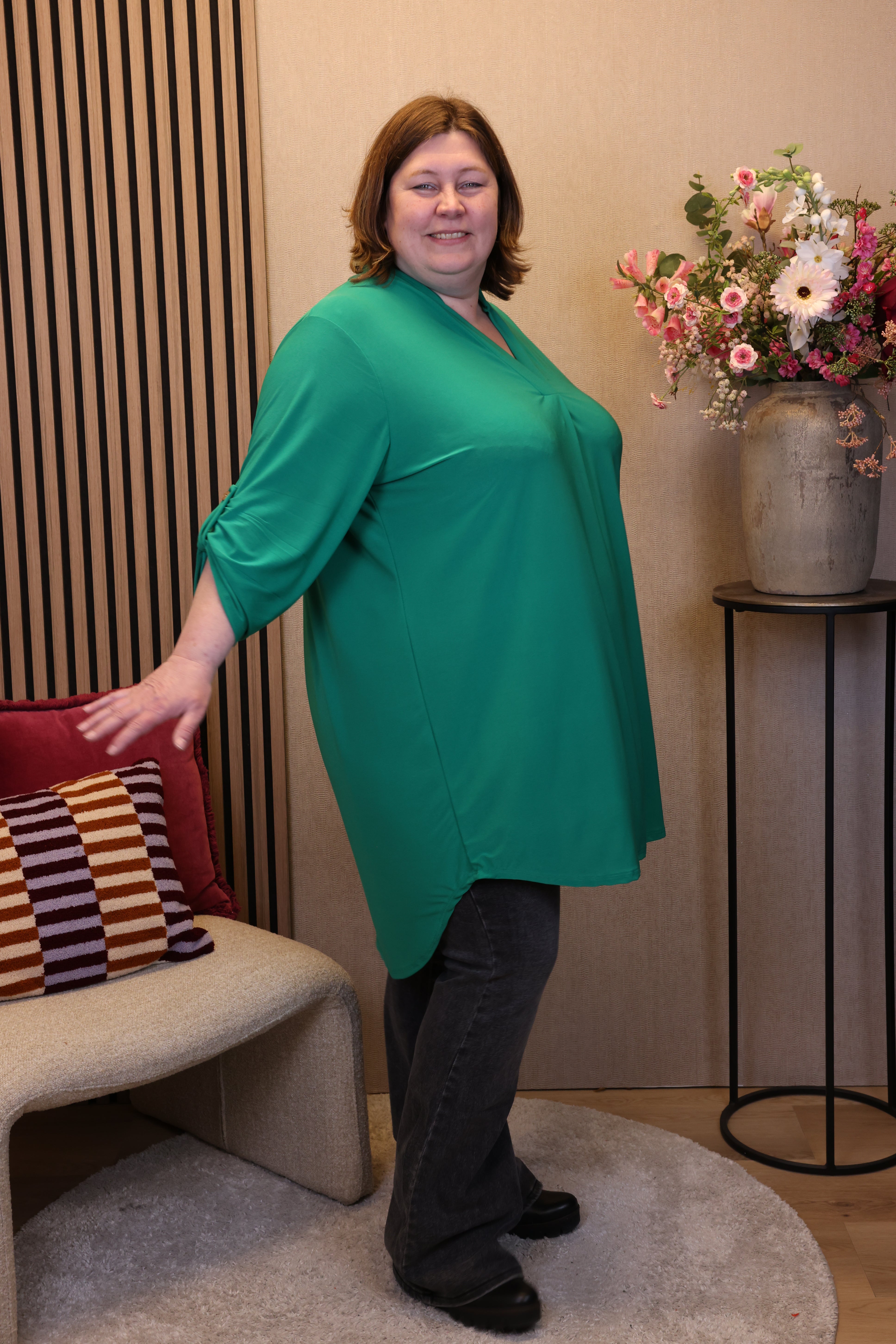 Dora | Bluse schwarz Langarm 52 bis 58