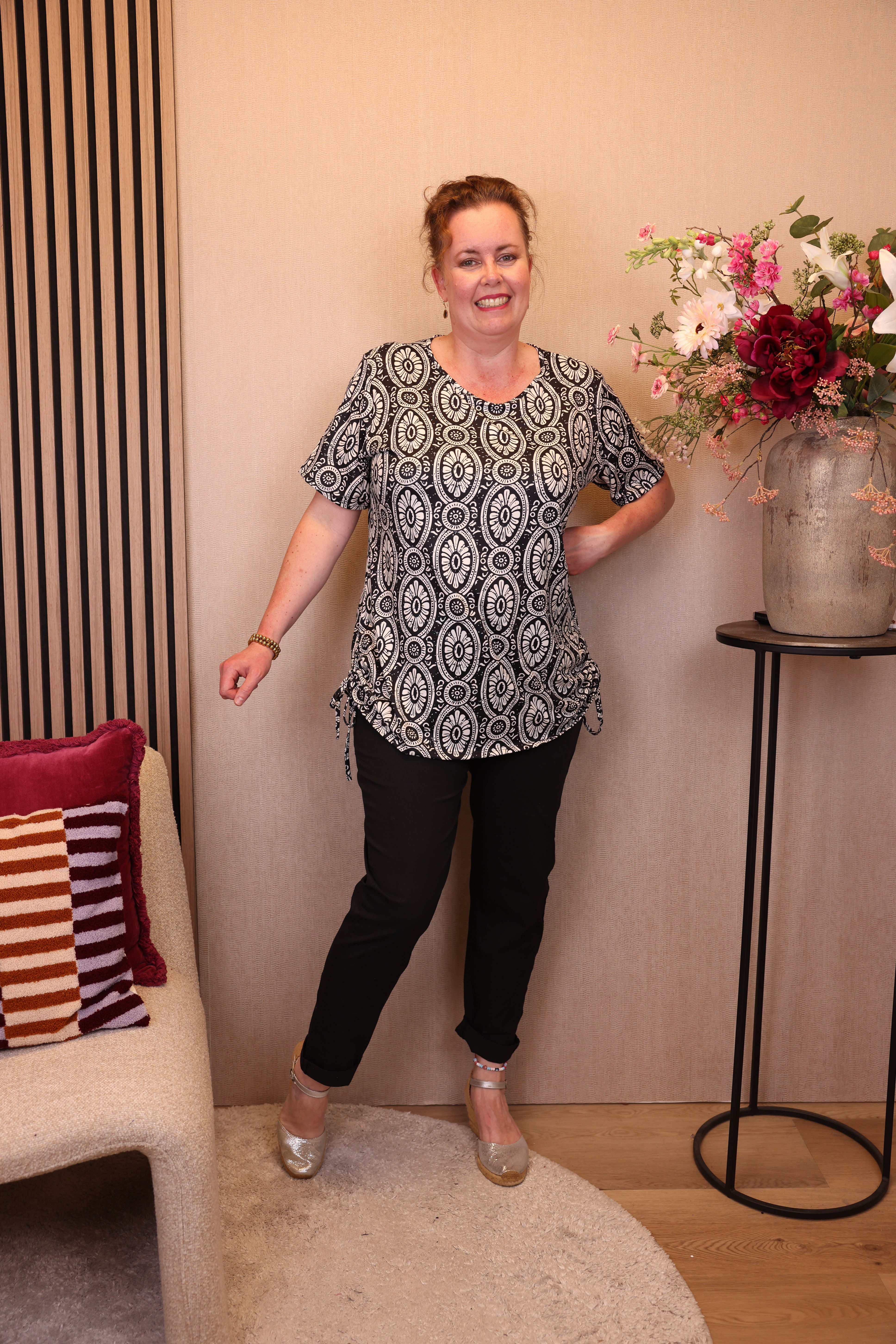 Dora | Bluse schwarz Langarm 52 bis 58