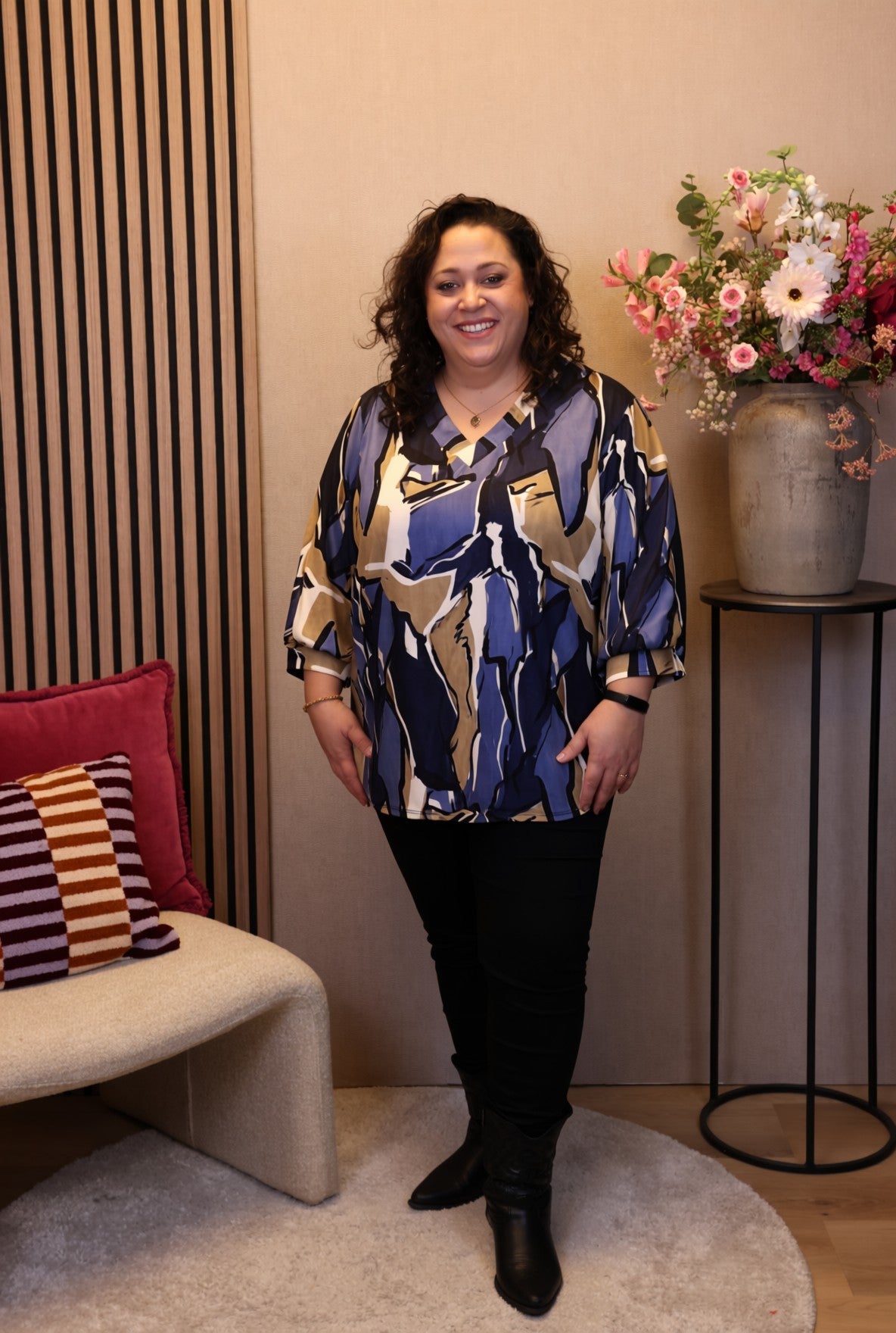 Dora | Bluse schwarz Langarm 52 bis 58