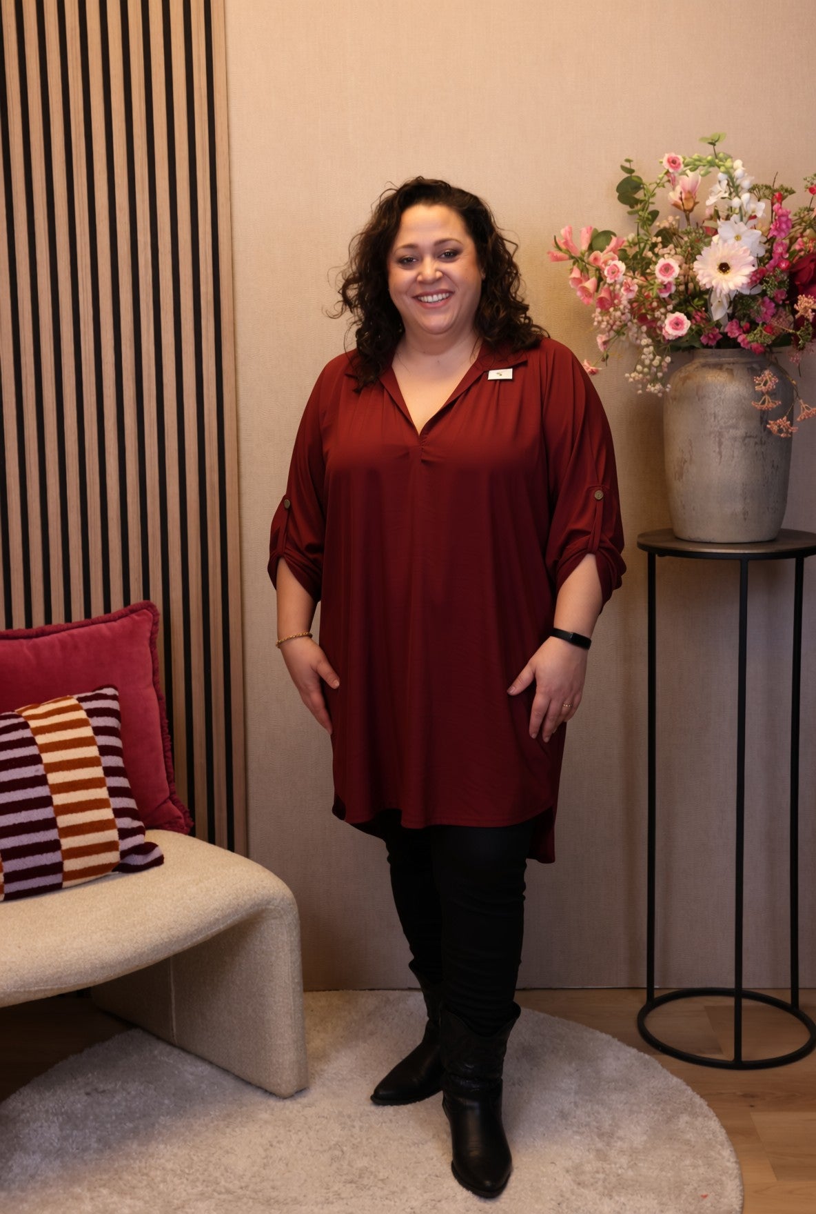 Dora | Bluse schwarz Langarm 52 bis 58