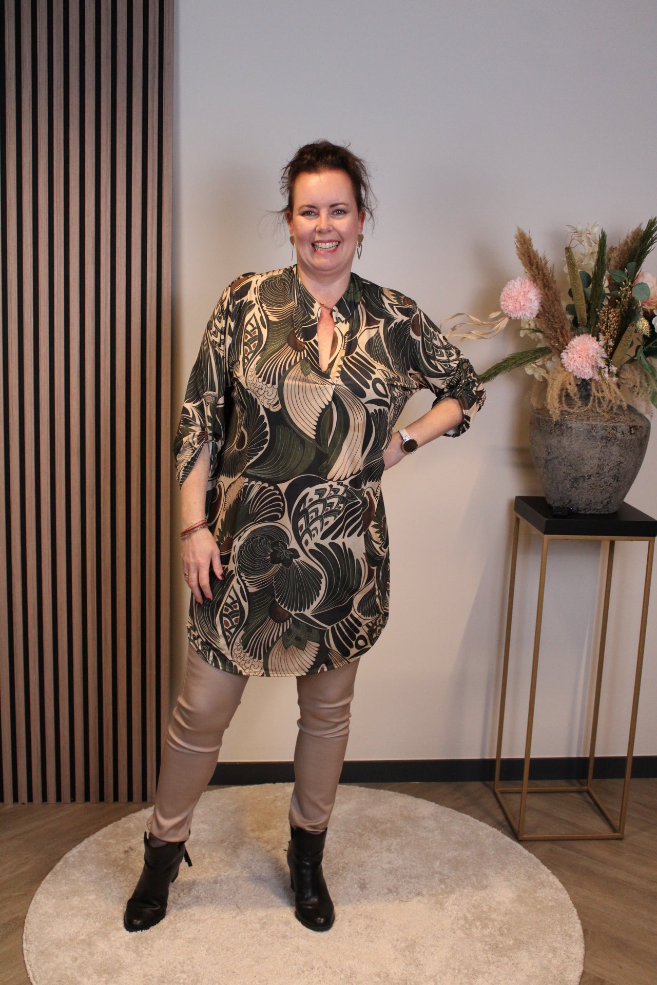 Lana | Blaue Bluse mit Kragen 38 bis 48