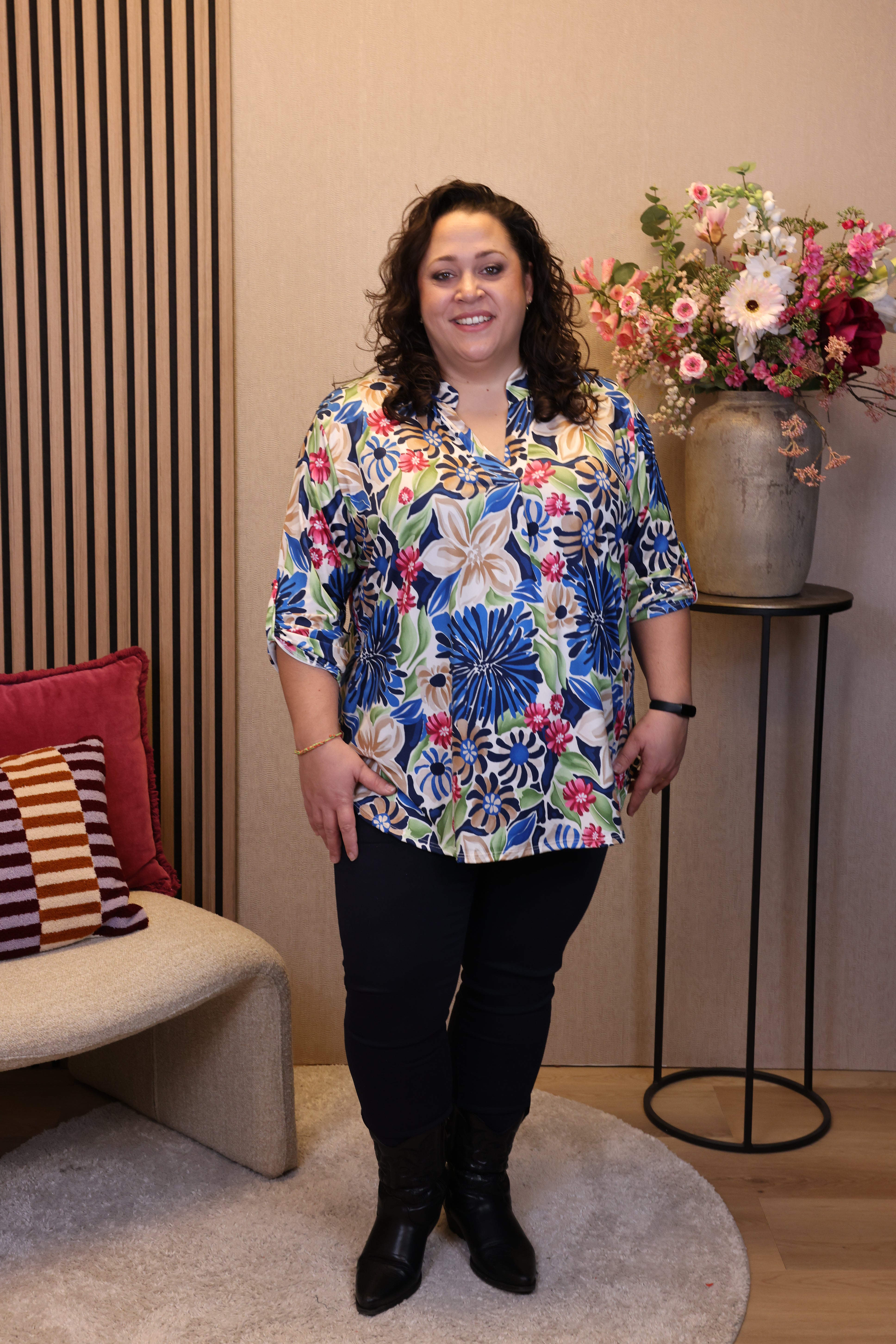 Dora | Bluse schwarz Langarm 52 bis 58