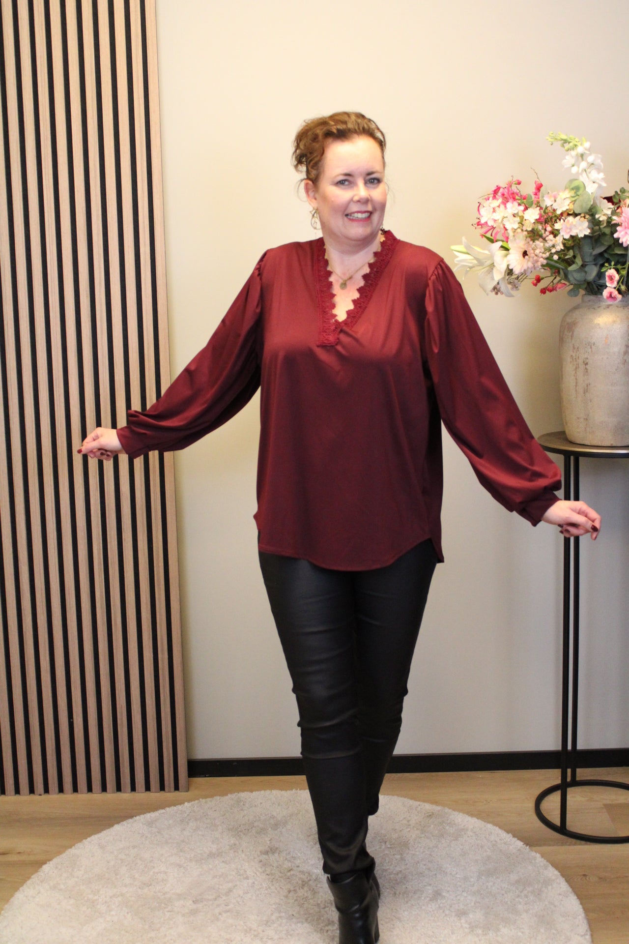 Dora | Bluse schwarz Langarm 52 bis 58