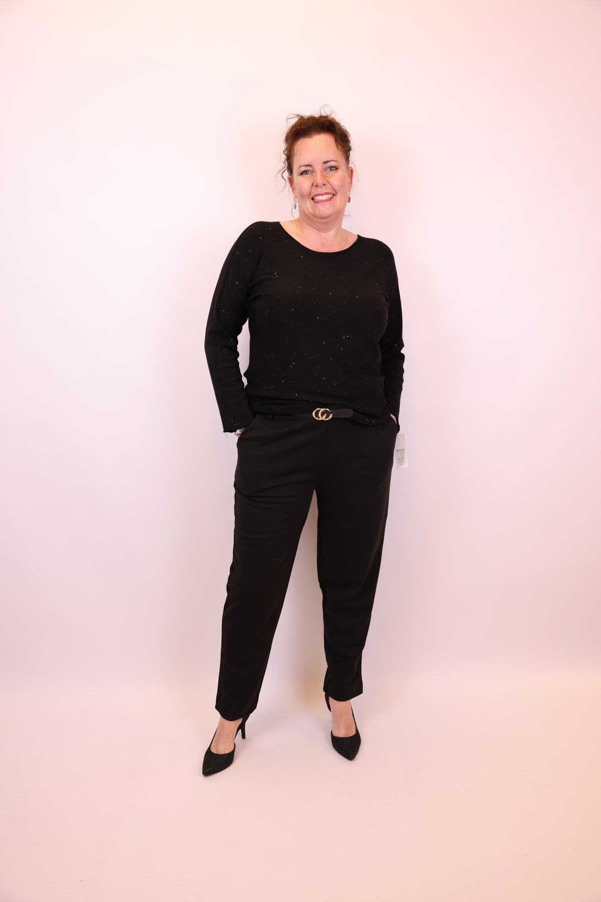 Dora | Bluse schwarz Langarm 52 bis 58