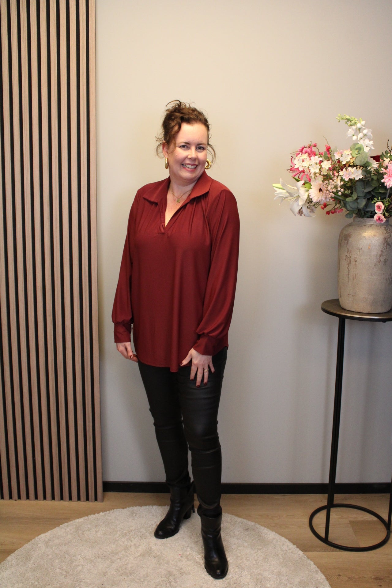 Sara | Bluse mit Kragen schwarz 48 bis 52