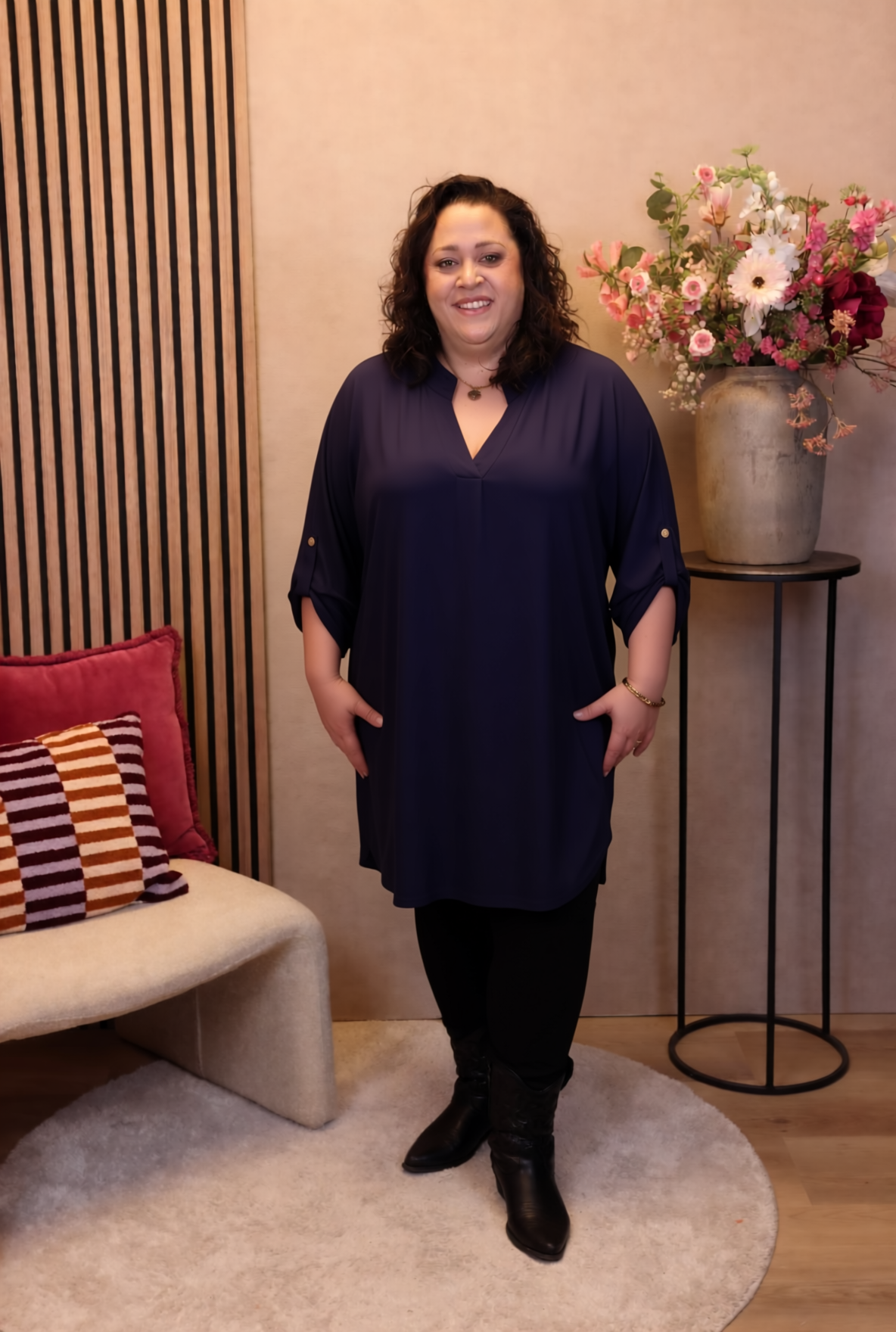 Dora | Bluse schwarz Langarm 52 bis 58