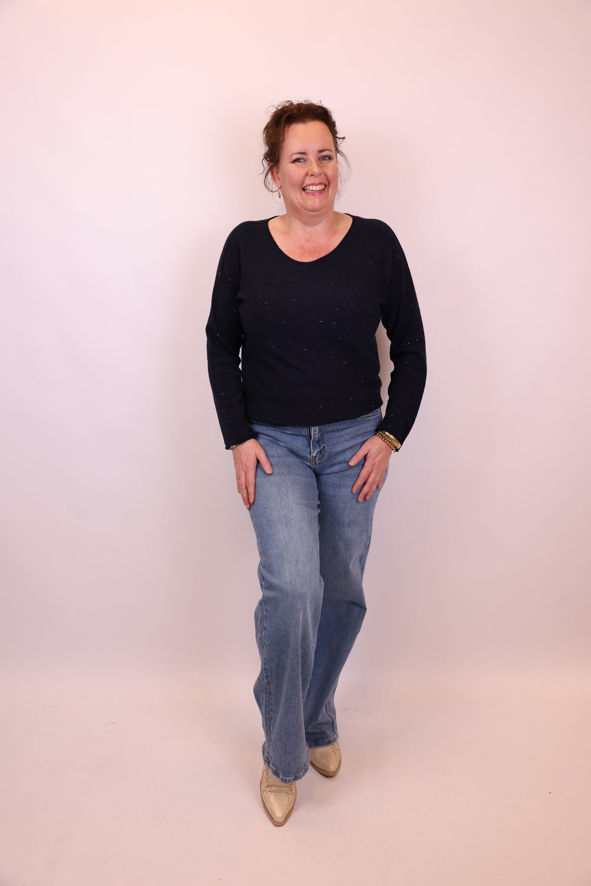 Dora | Bluse schwarz Langarm 52 bis 58