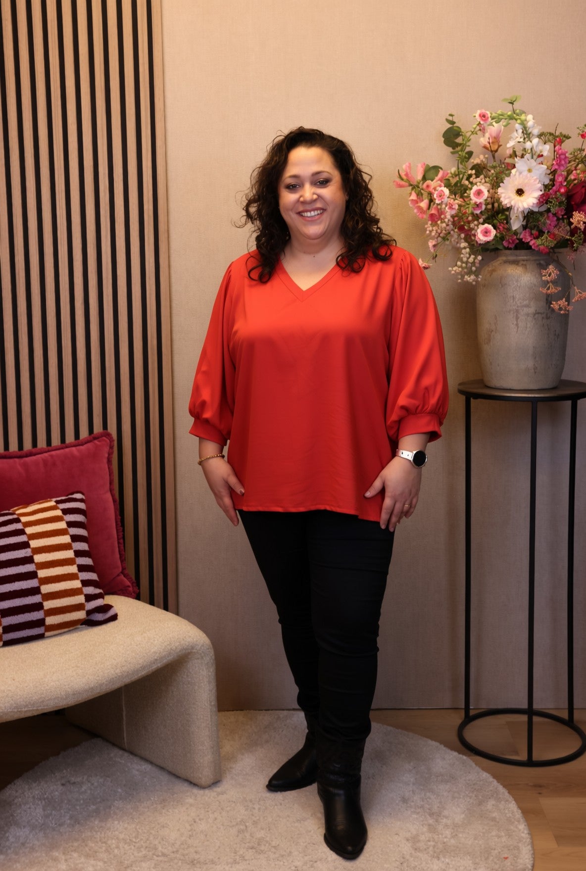 Dora | Bluse schwarz Langarm 52 bis 58