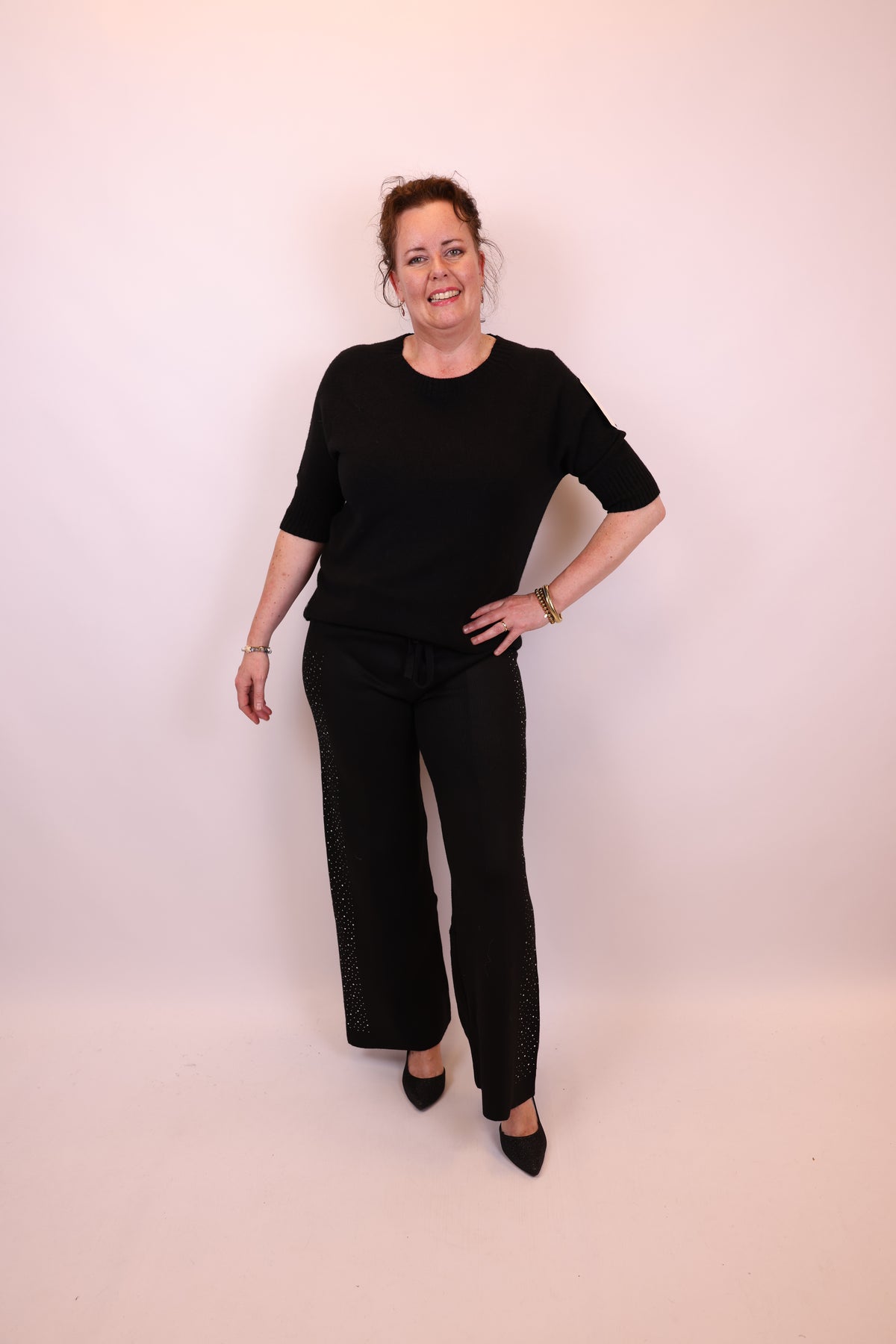 Dora | Bluse schwarz Langarm 52 bis 58