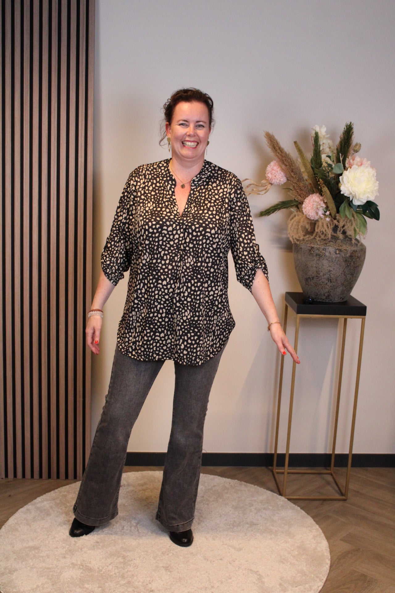 Dora | Bluse schwarz Langarm 52 bis 58