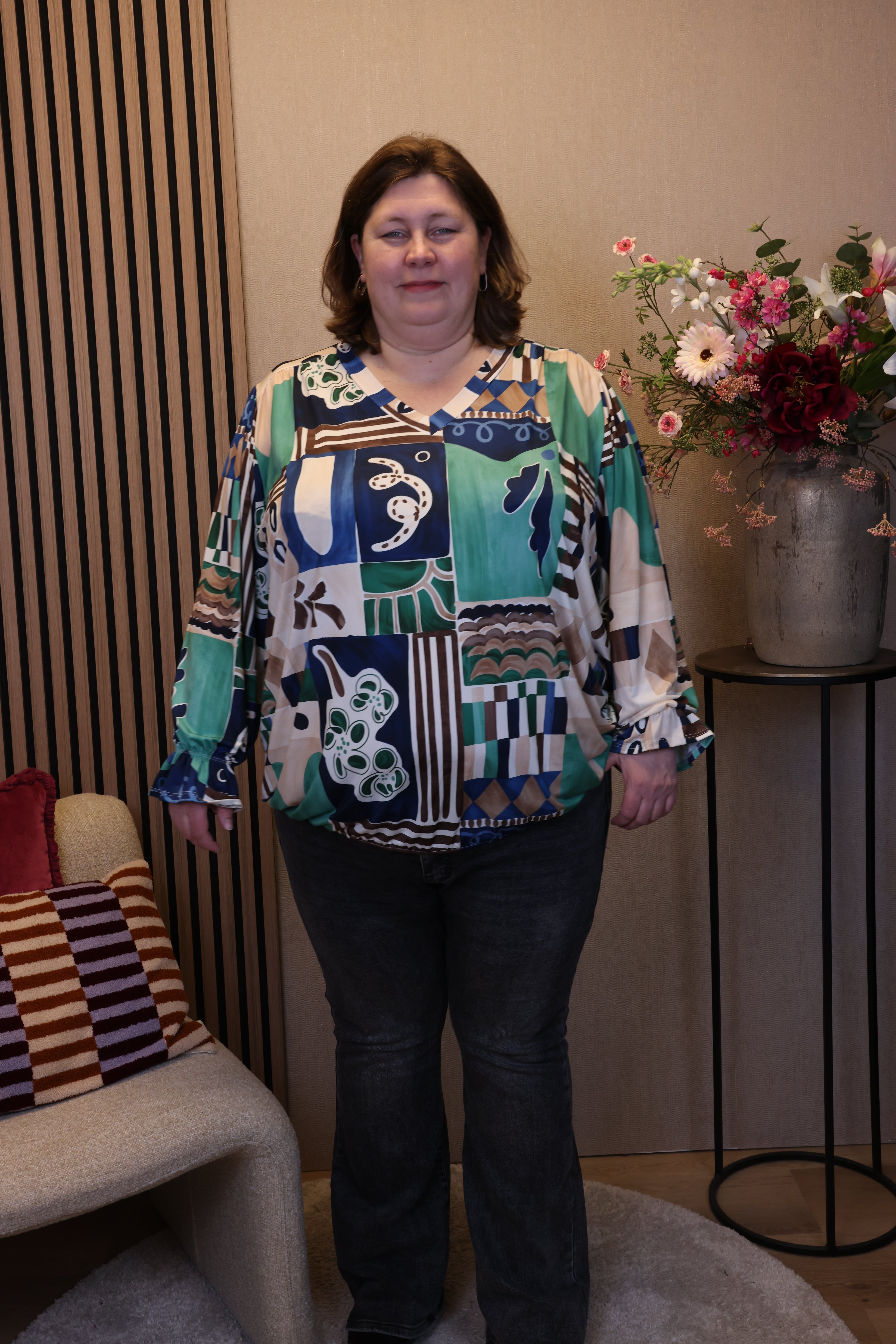 Dora | Bluse schwarz Langarm 52 bis 58