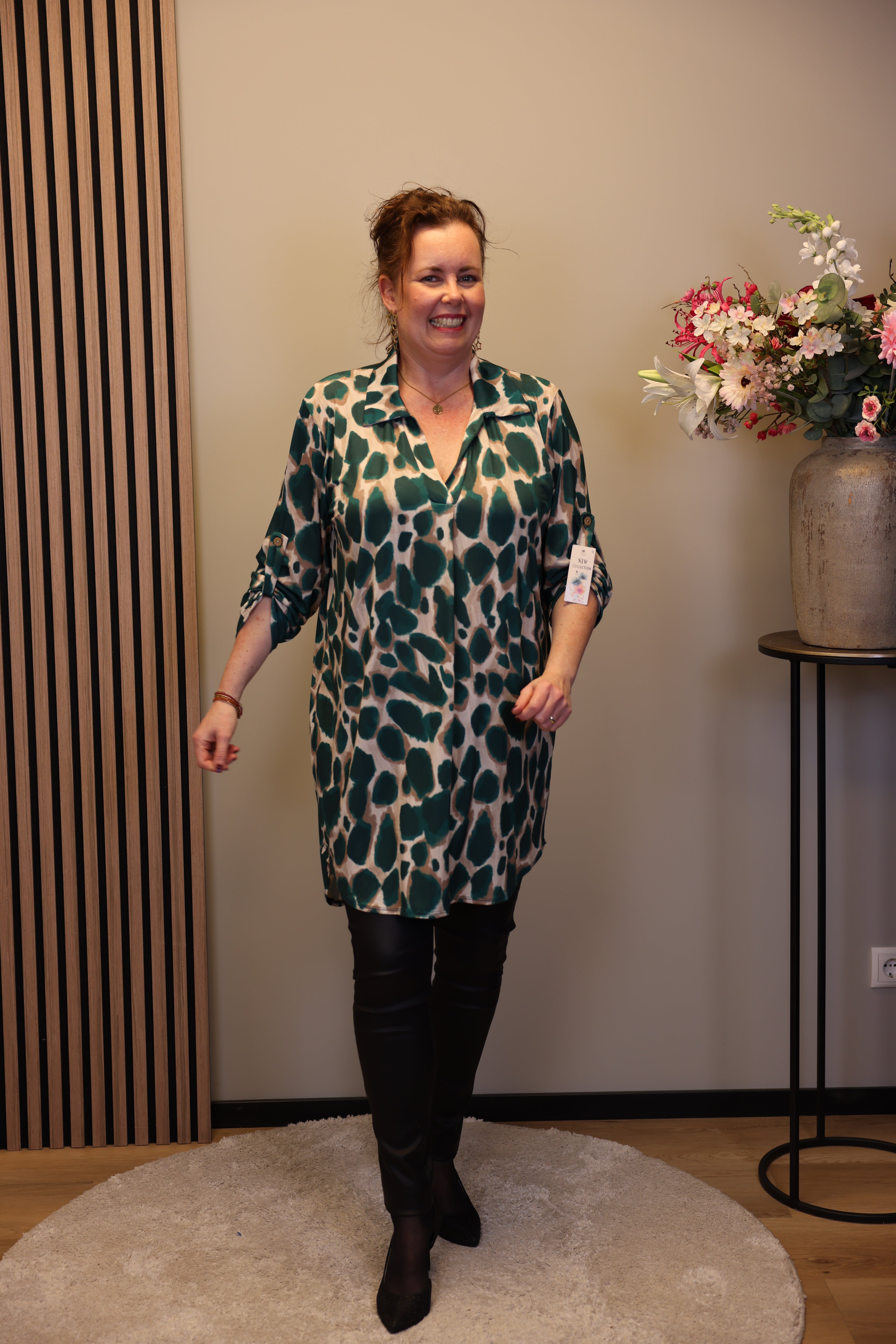 Lana | Blaue Bluse mit Kragen 38 bis 48