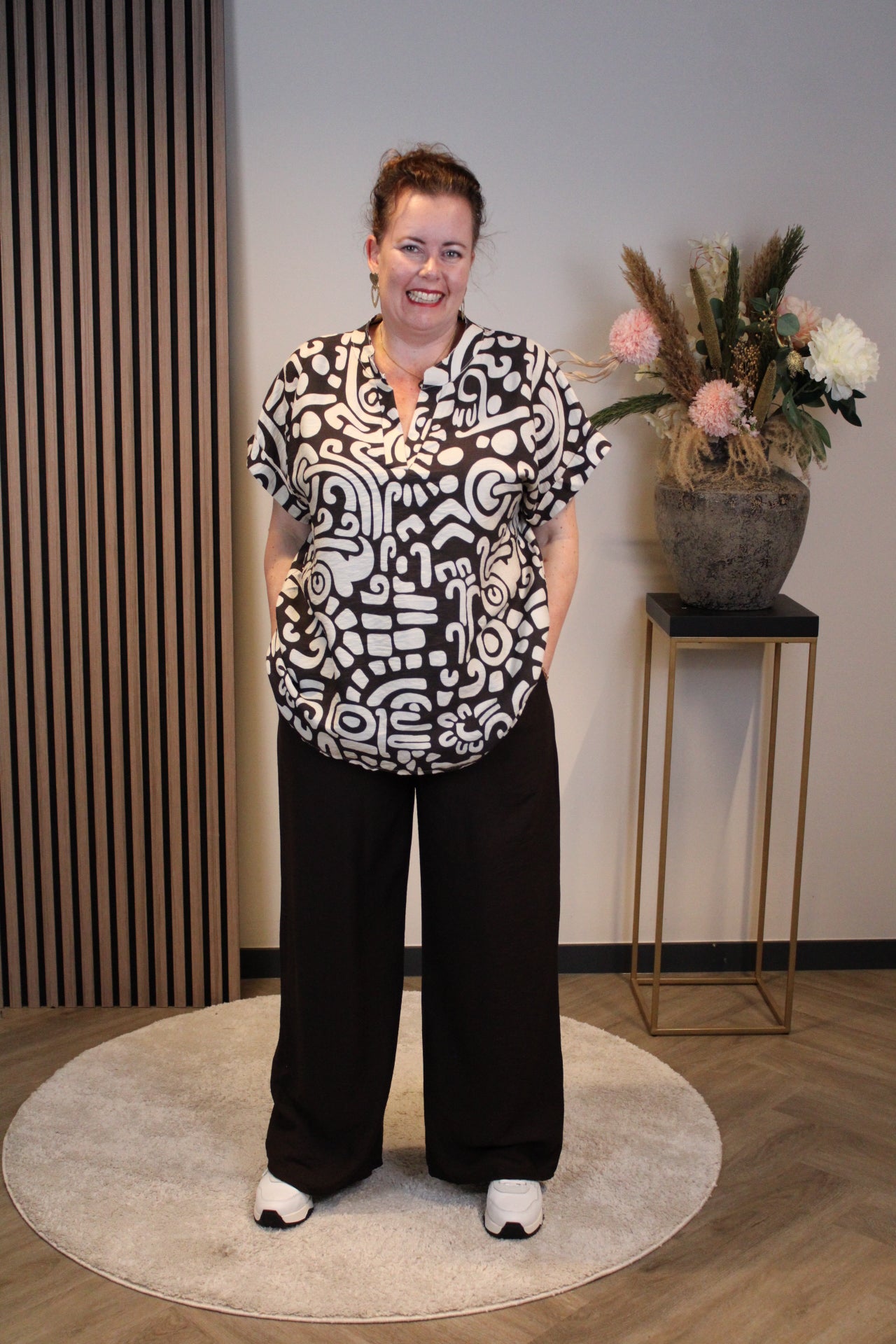 Dora | Bluse schwarz Langarm 52 bis 58