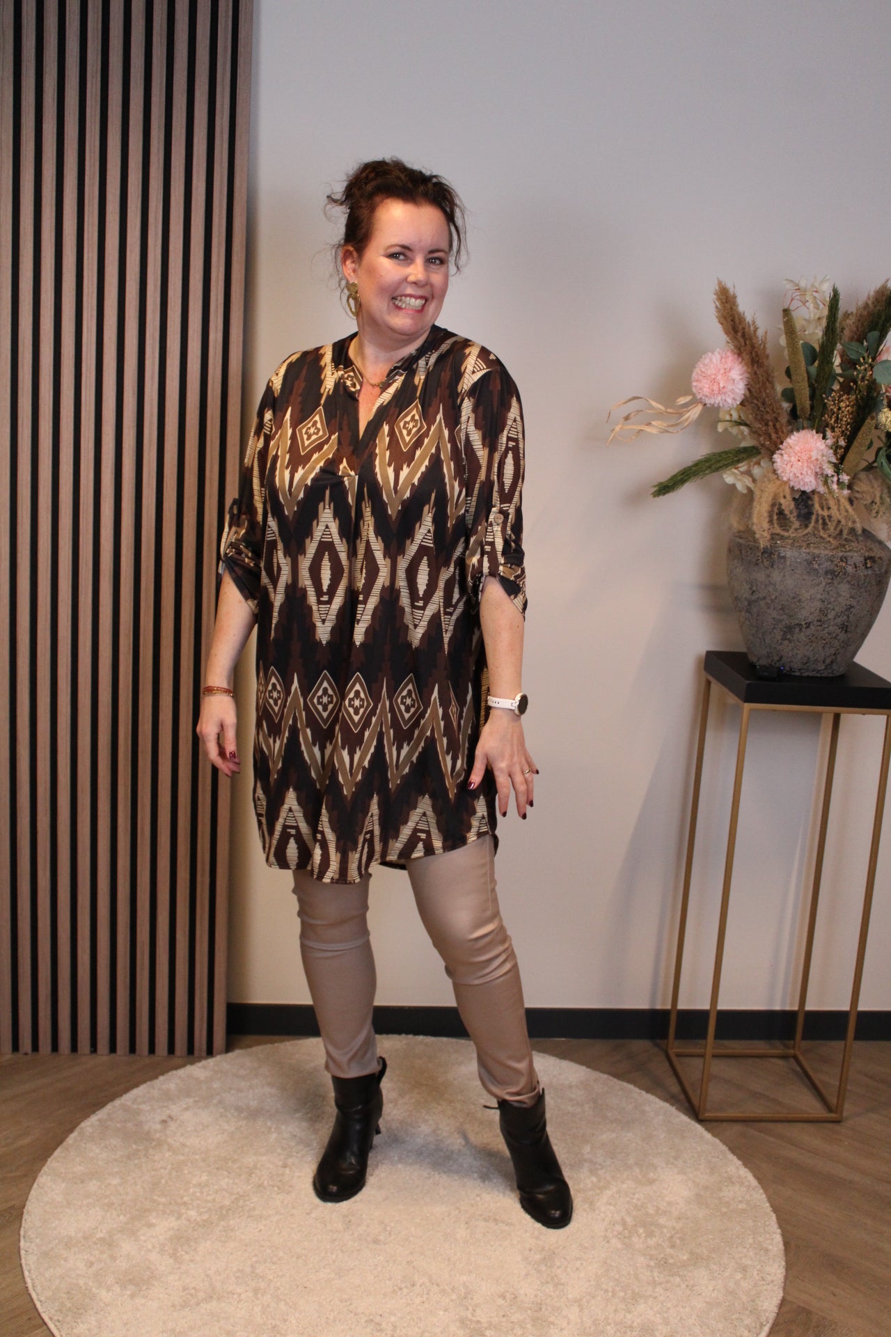 Lana | Blaue Bluse mit Kragen 38 bis 48