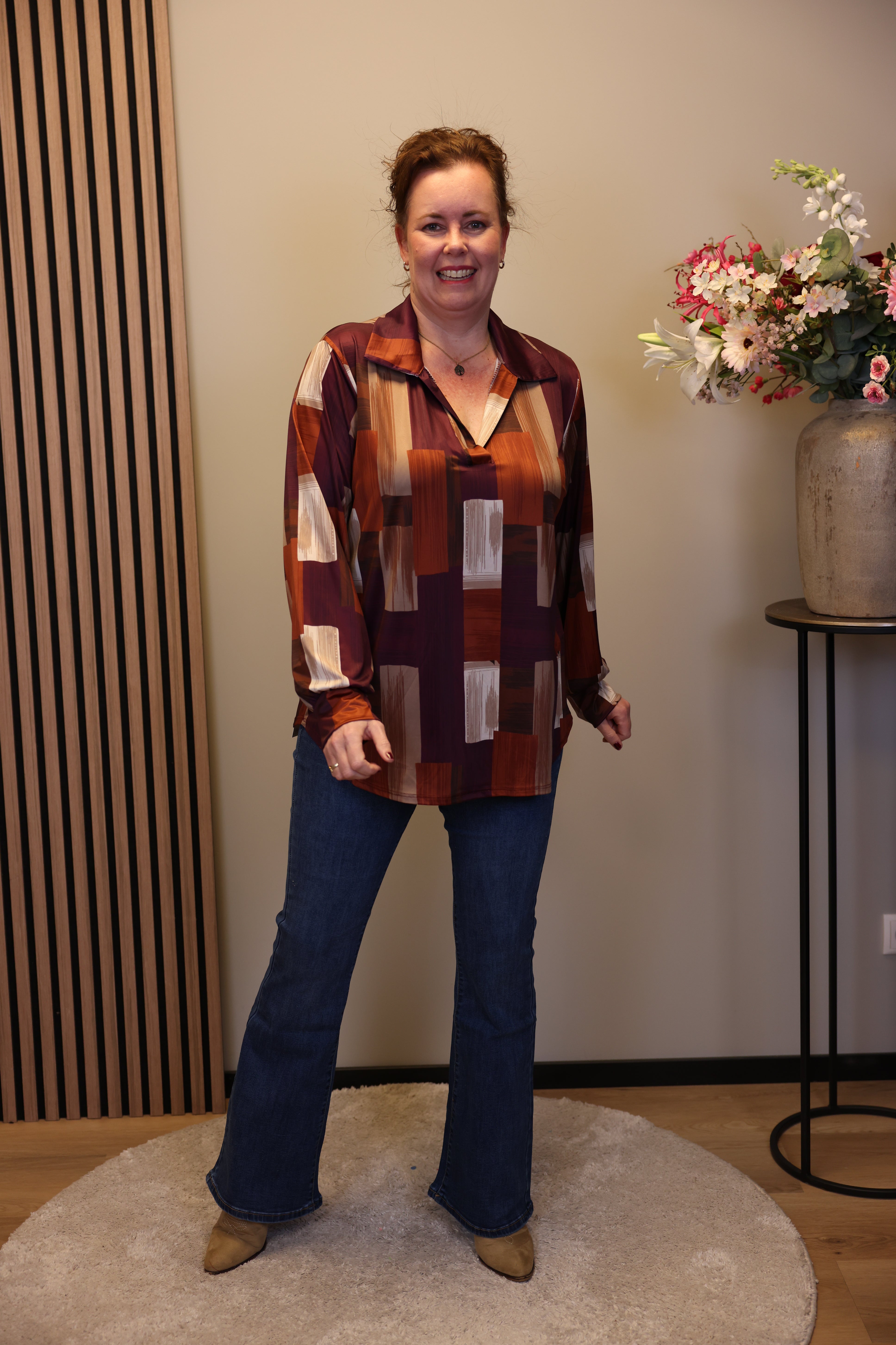 Verona | Bluse mit Kragen blau 48 bis 52