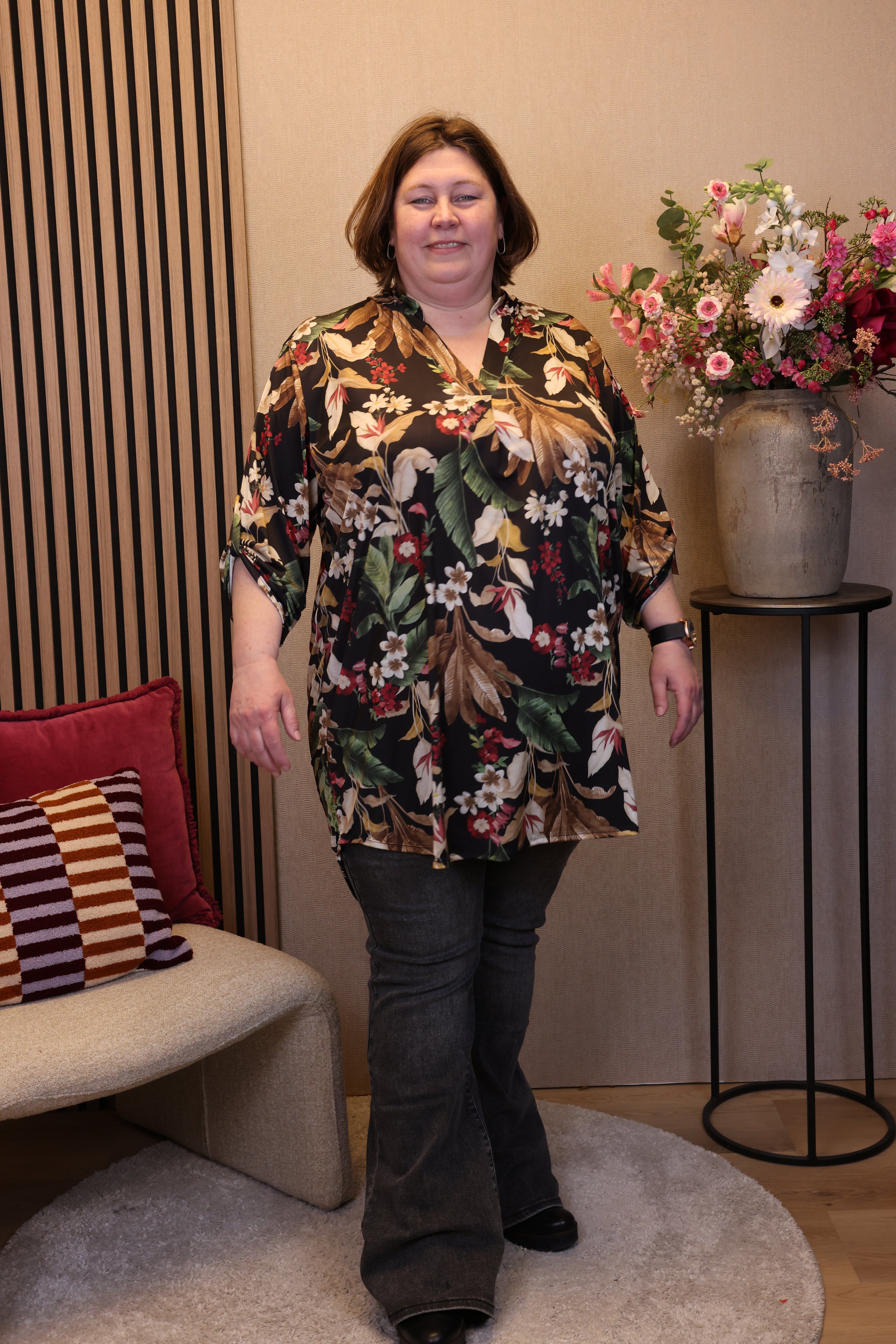 Dora | Bluse schwarz Langarm 52 bis 58