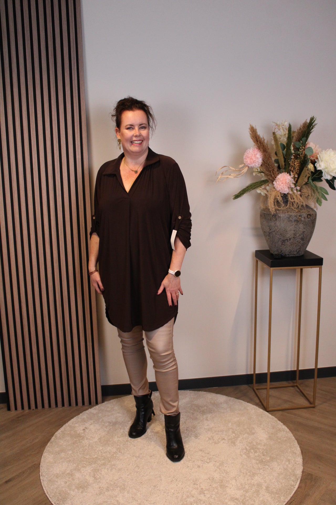 Lana | Blaue Bluse mit Kragen 38 bis 48