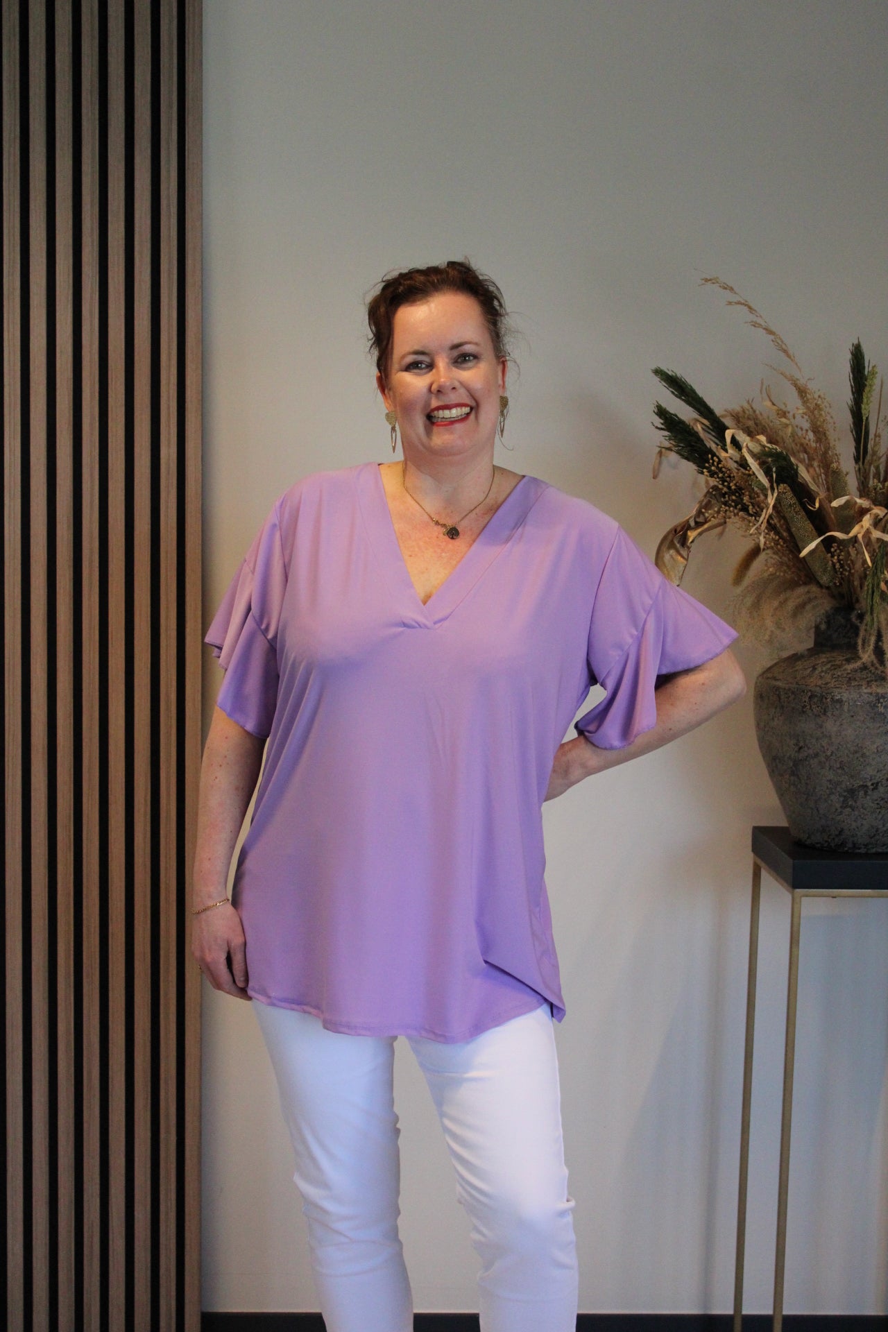 Mayra | Bluse Kurzarm Lila 40 bis 48