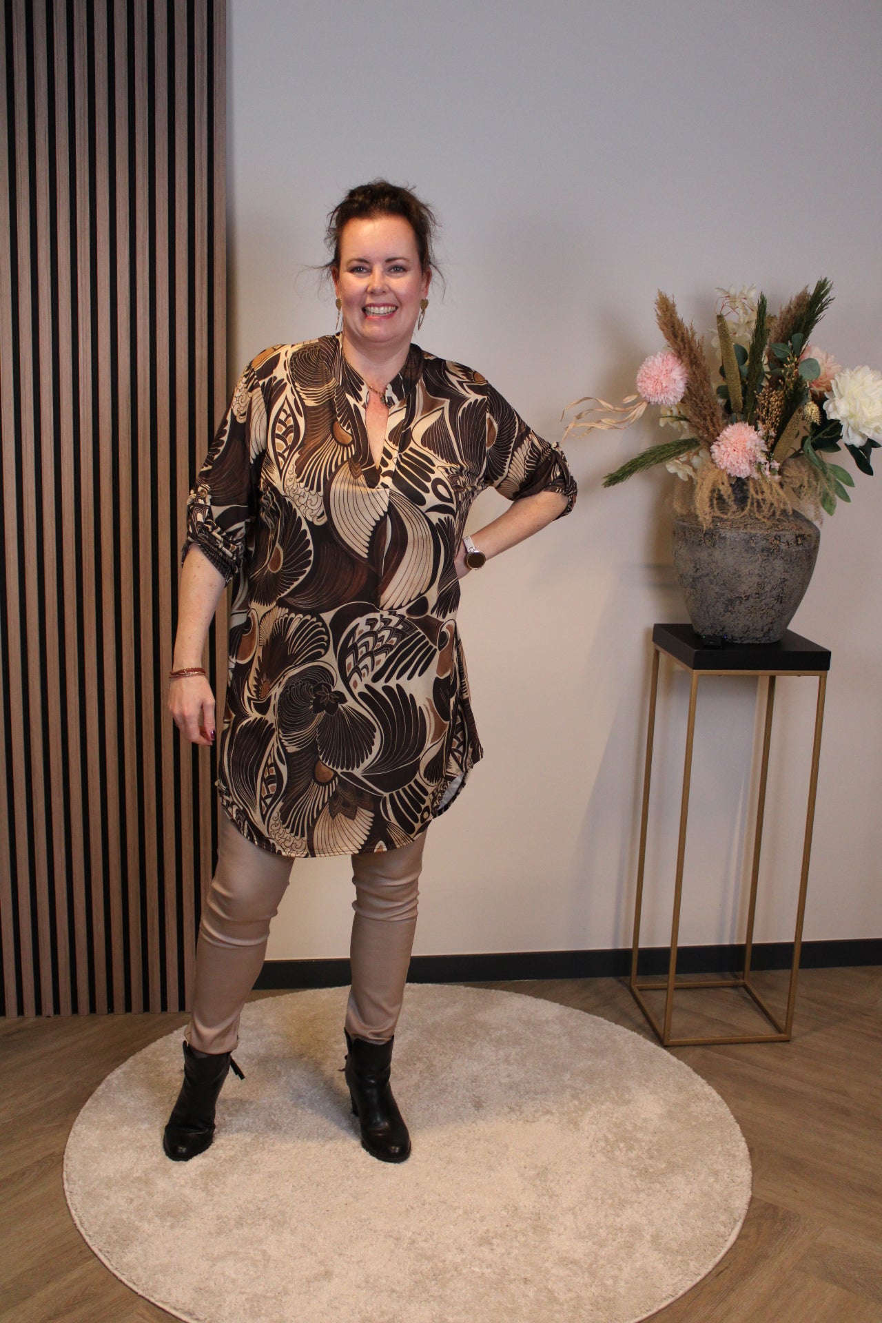 Lana | Blaue Bluse mit Kragen 38 bis 48