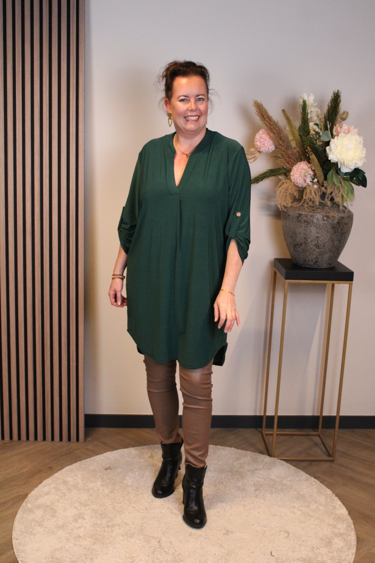 Lana | Blaue Bluse mit Kragen 38 bis 48