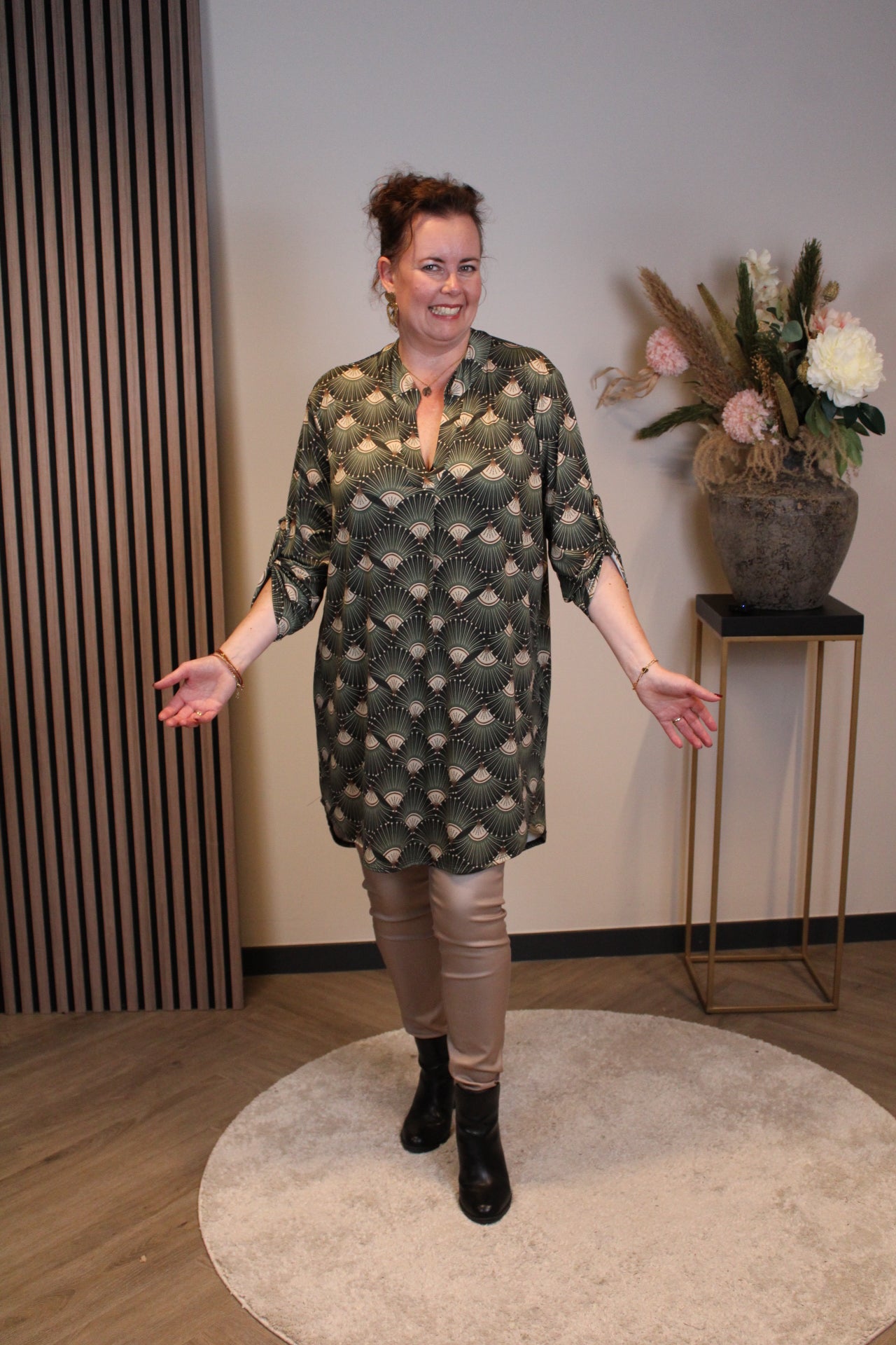 Lana | Blaue Bluse mit Kragen 38 bis 48