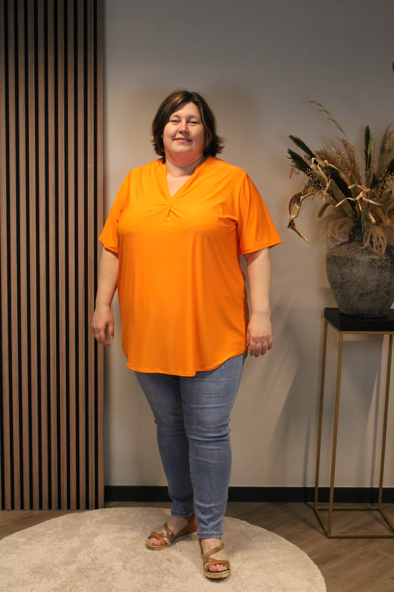 Juna | Bluse orange Kurzarm 52 bis 58