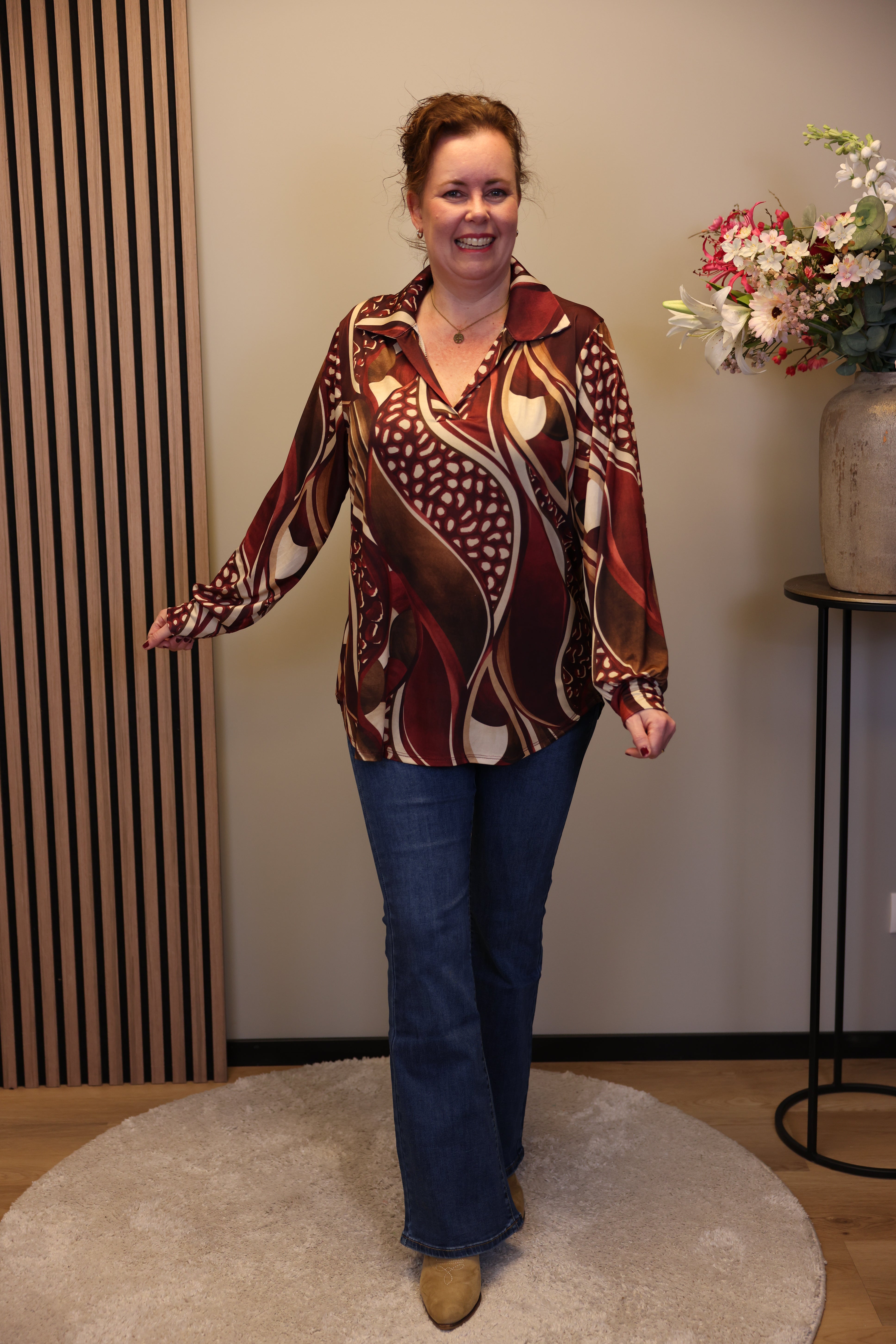 Verona | Bluse mit Kragen blau 48 bis 52