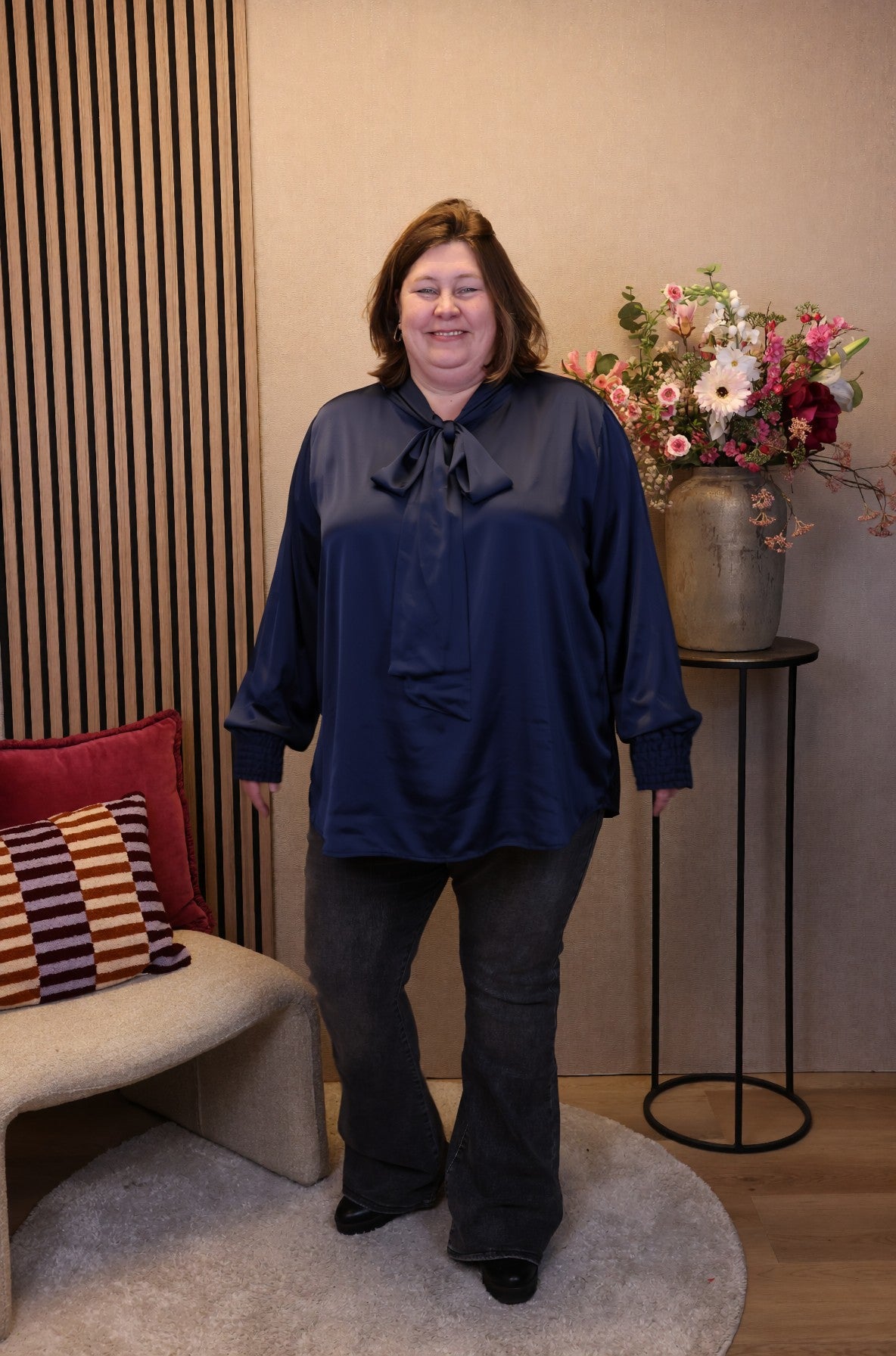 Dora | Bluse schwarz Langarm 52 bis 58