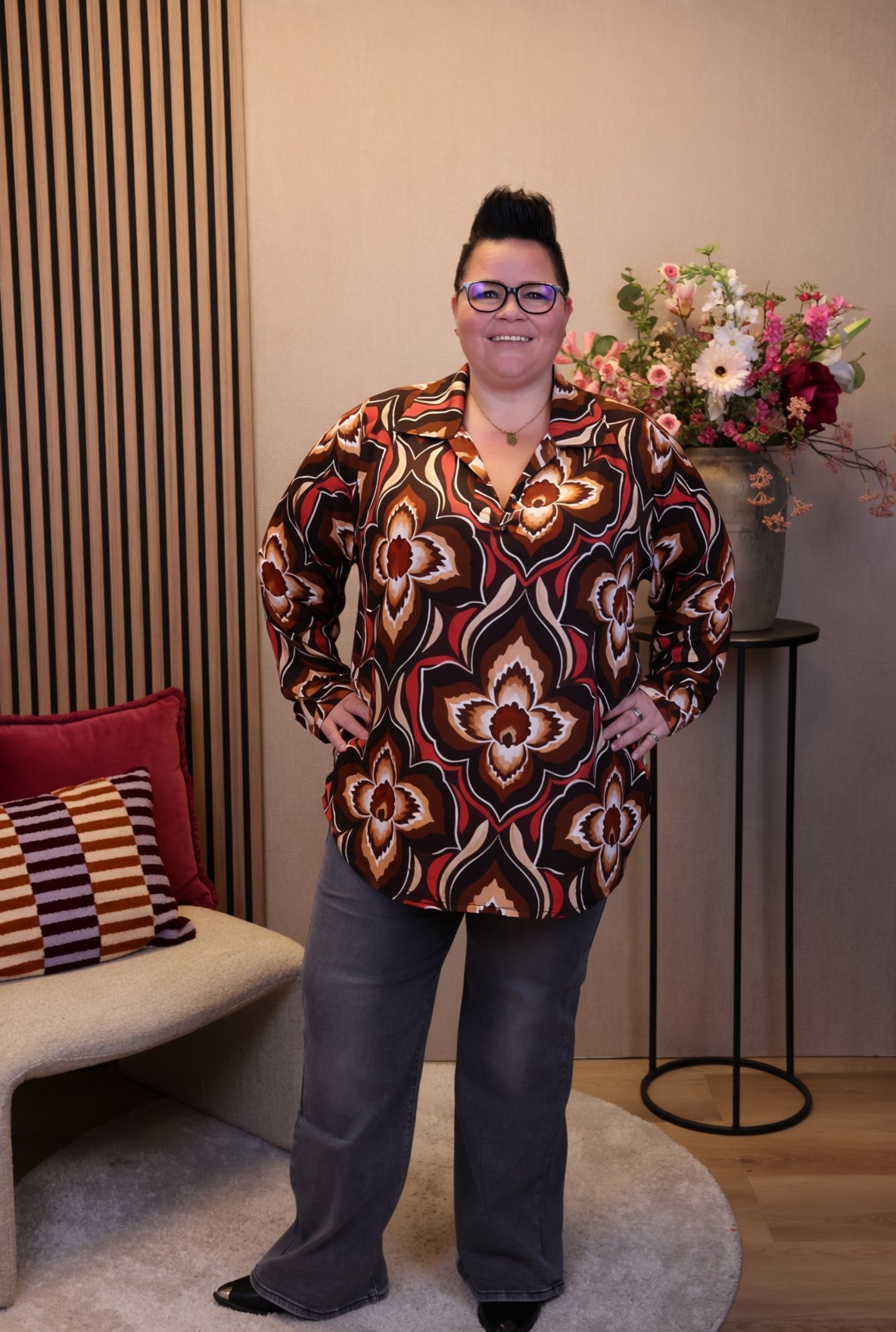 Dora | Bluse schwarz Langarm 52 bis 58