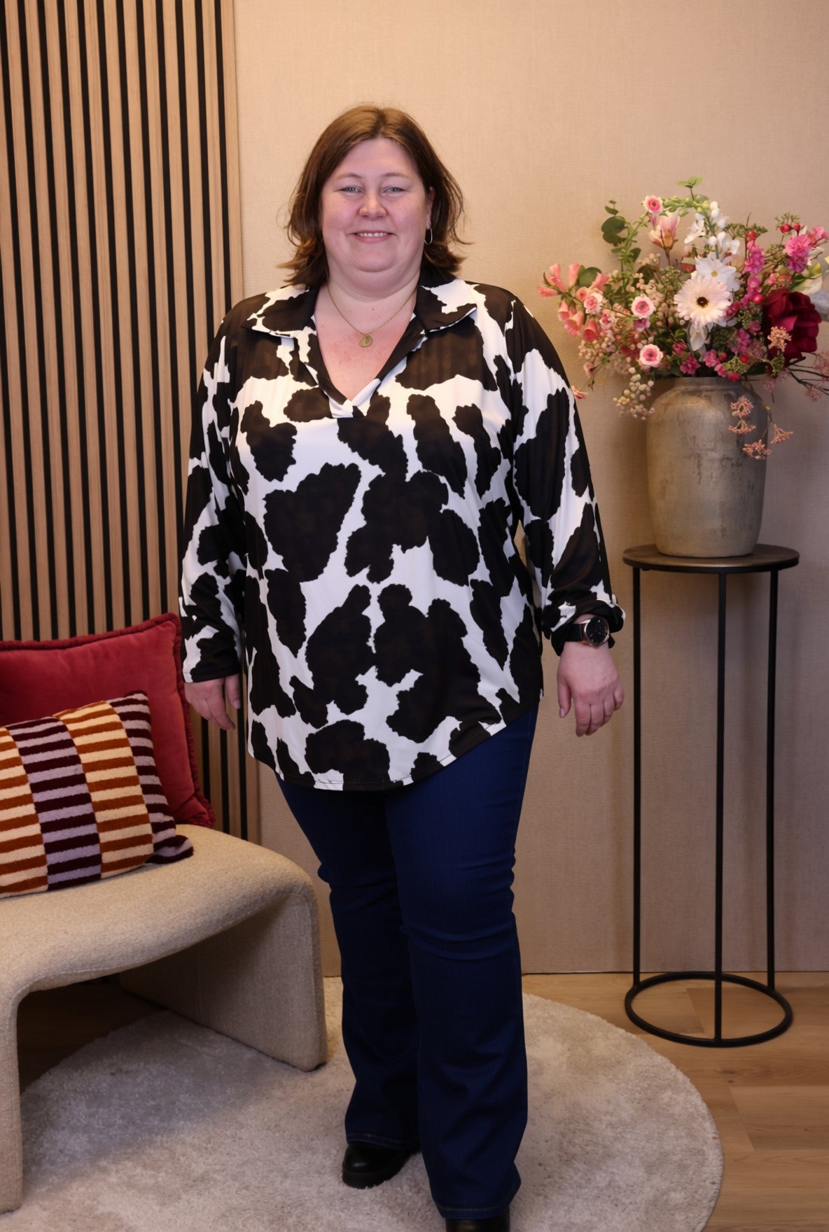 Dora | Bluse schwarz Langarm 52 bis 58