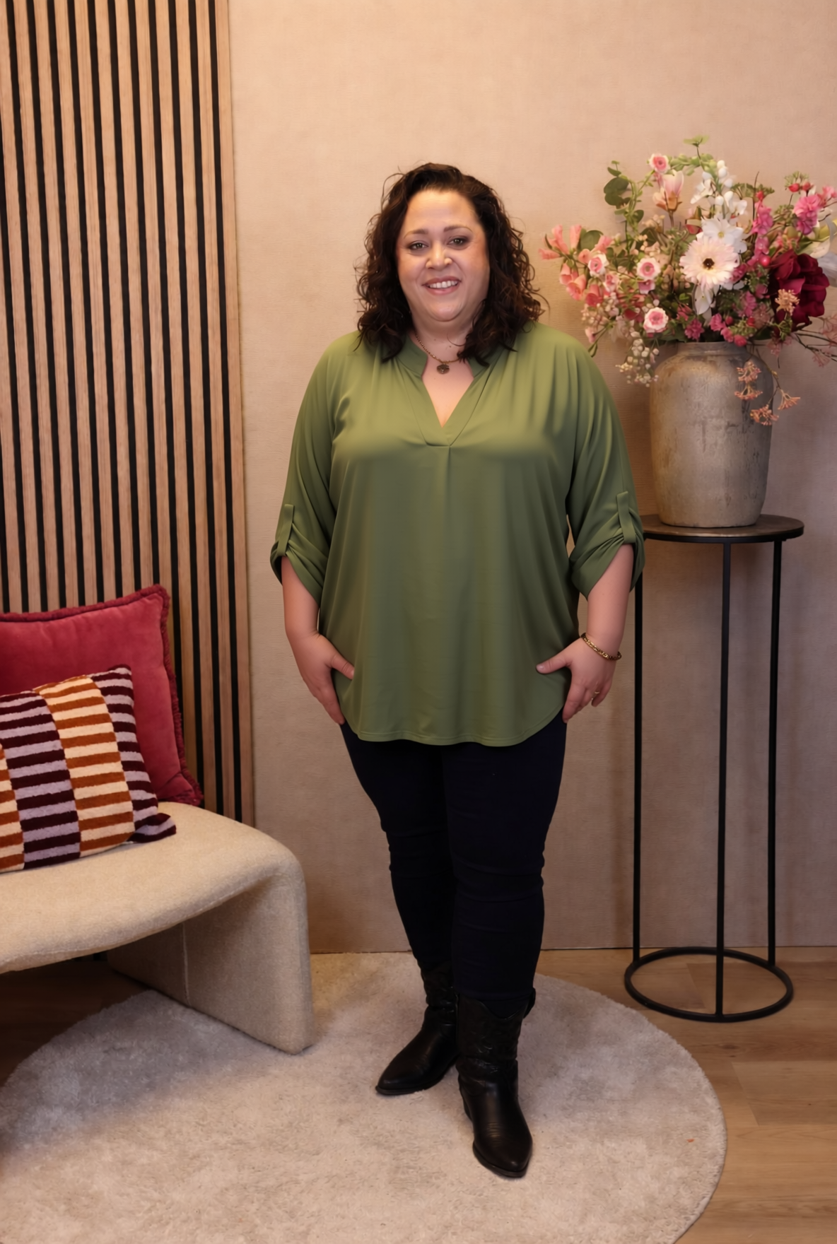 Dora | Bluse schwarz Langarm 52 bis 58