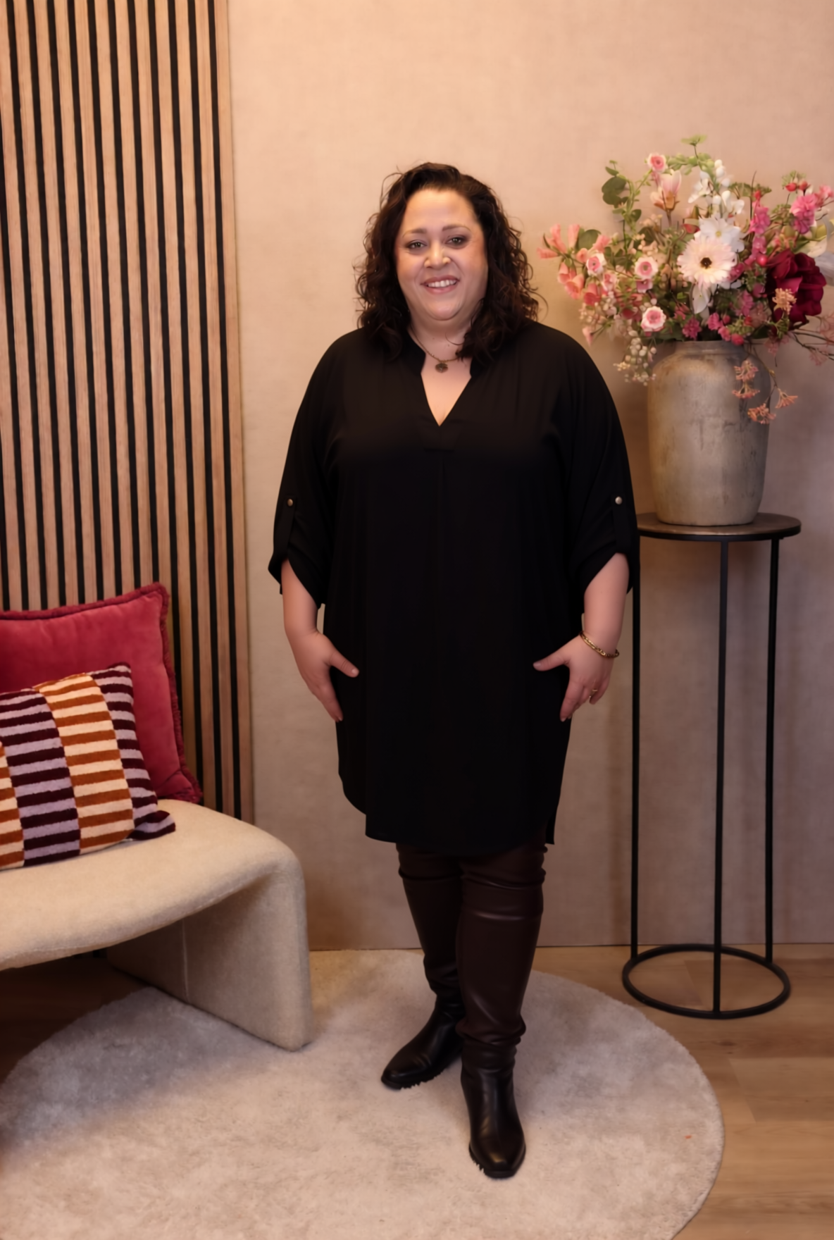 Dora | Bluse schwarz Langarm 52 bis 58