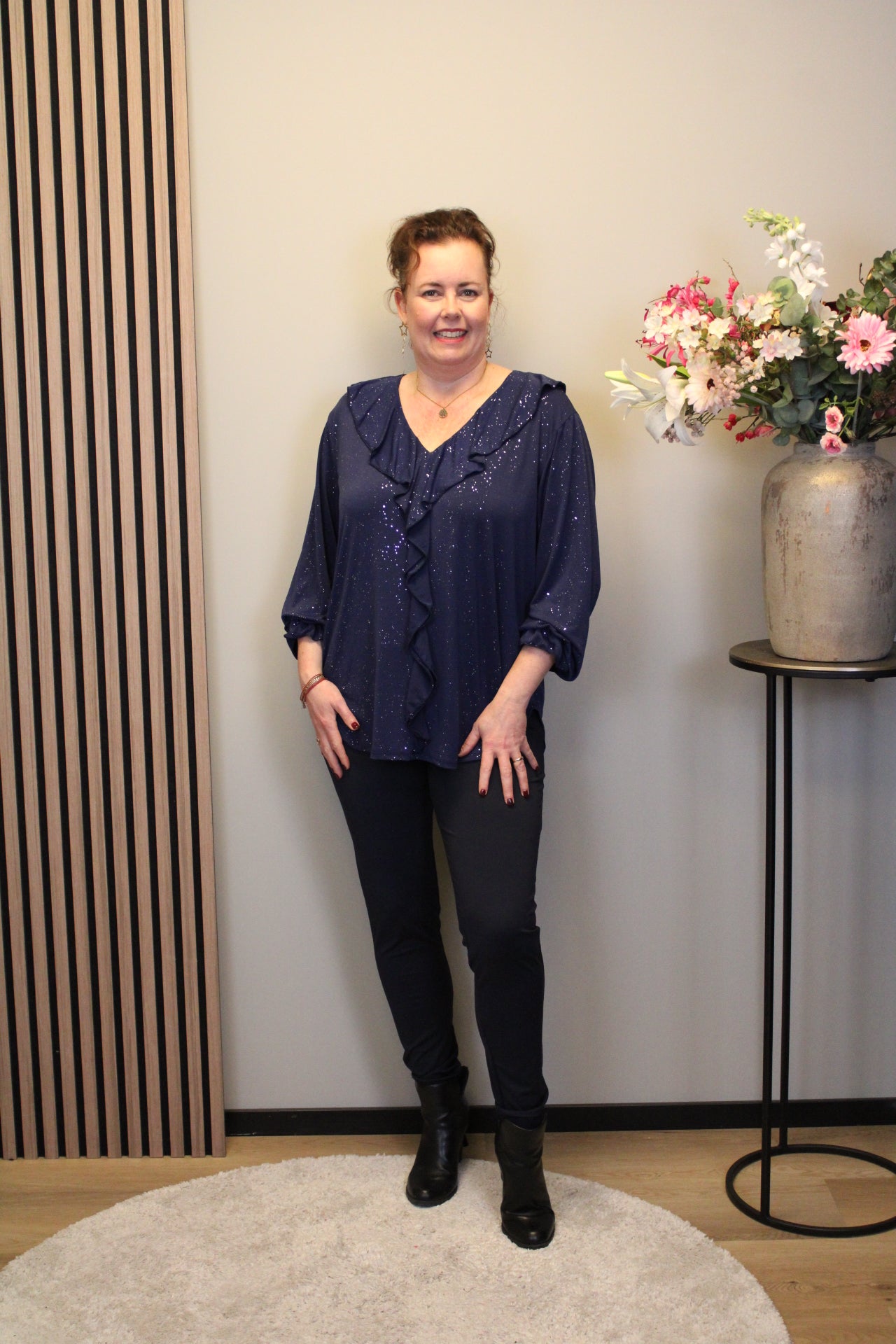 Dora | Bluse schwarz Langarm 52 bis 58
