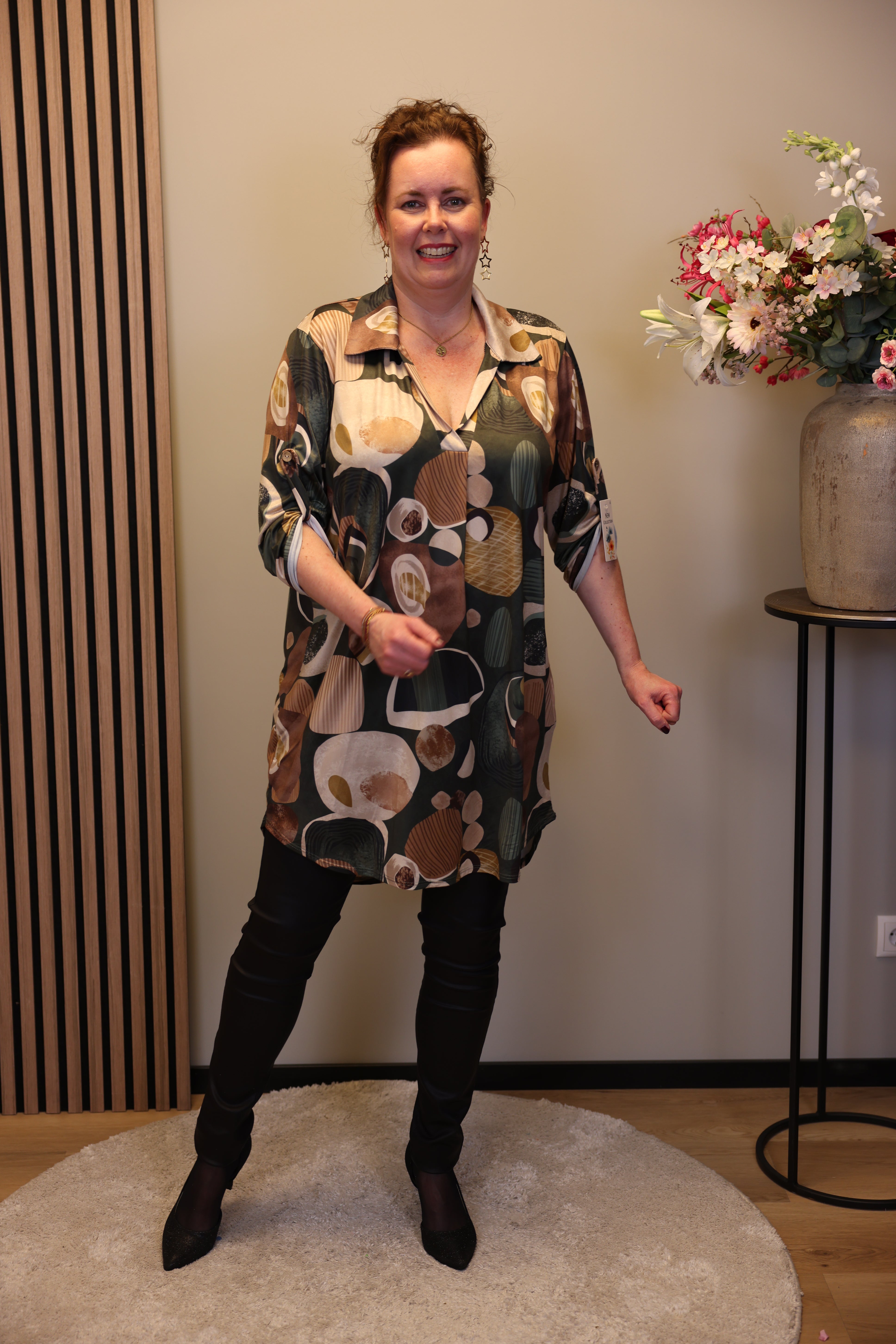 Lana | Blaue Bluse mit Kragen 38 bis 48