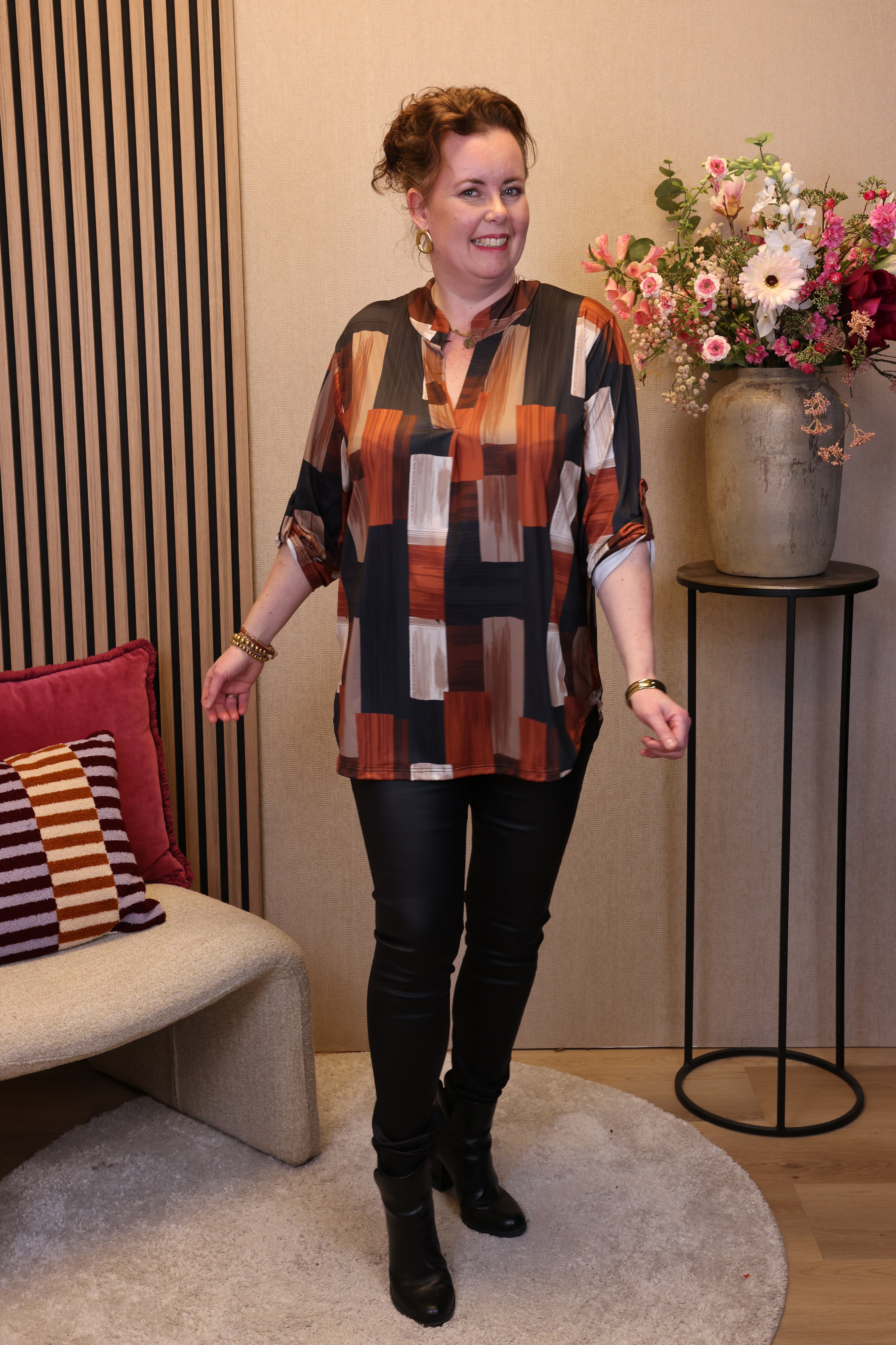 Dora | Bluse schwarz Langarm 52 bis 58