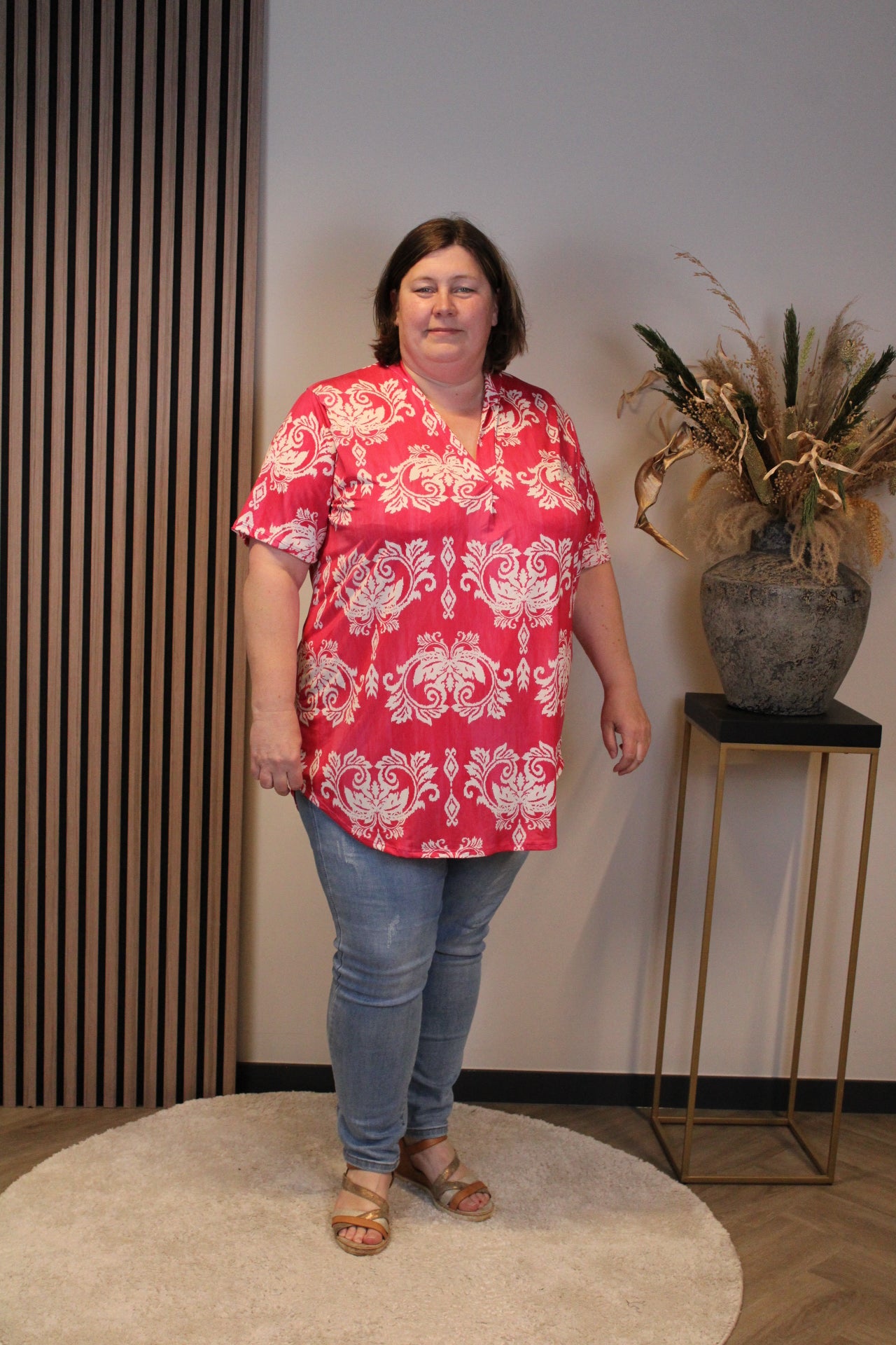 Aluna | Bluse rosa Kurzarm 52 bis 58