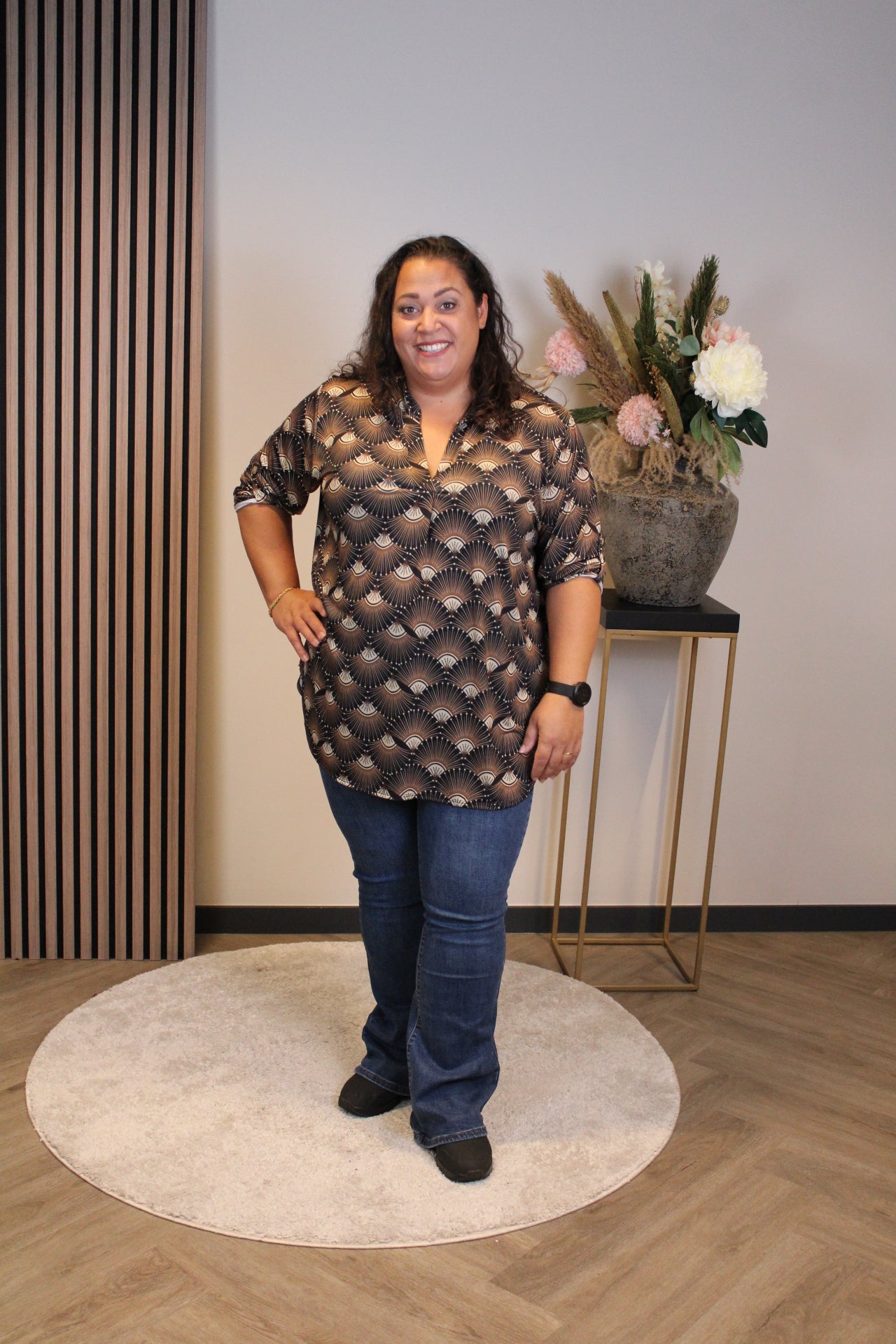 Dora | Bluse schwarz Langarm 52 bis 58