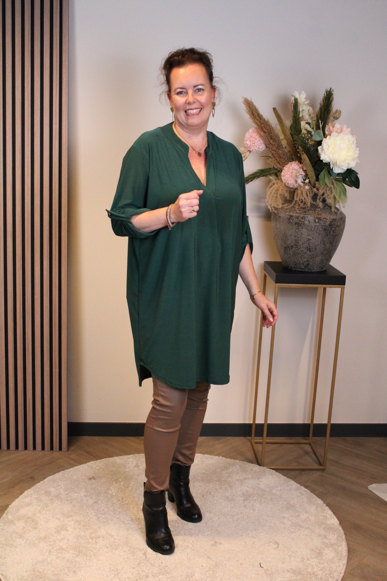 Lana | Blaue Bluse mit Kragen 38 bis 48