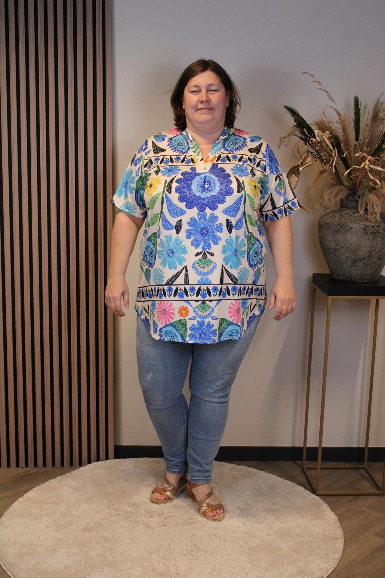 Amelie | Bluse blau Kurzarm 52 bis 58