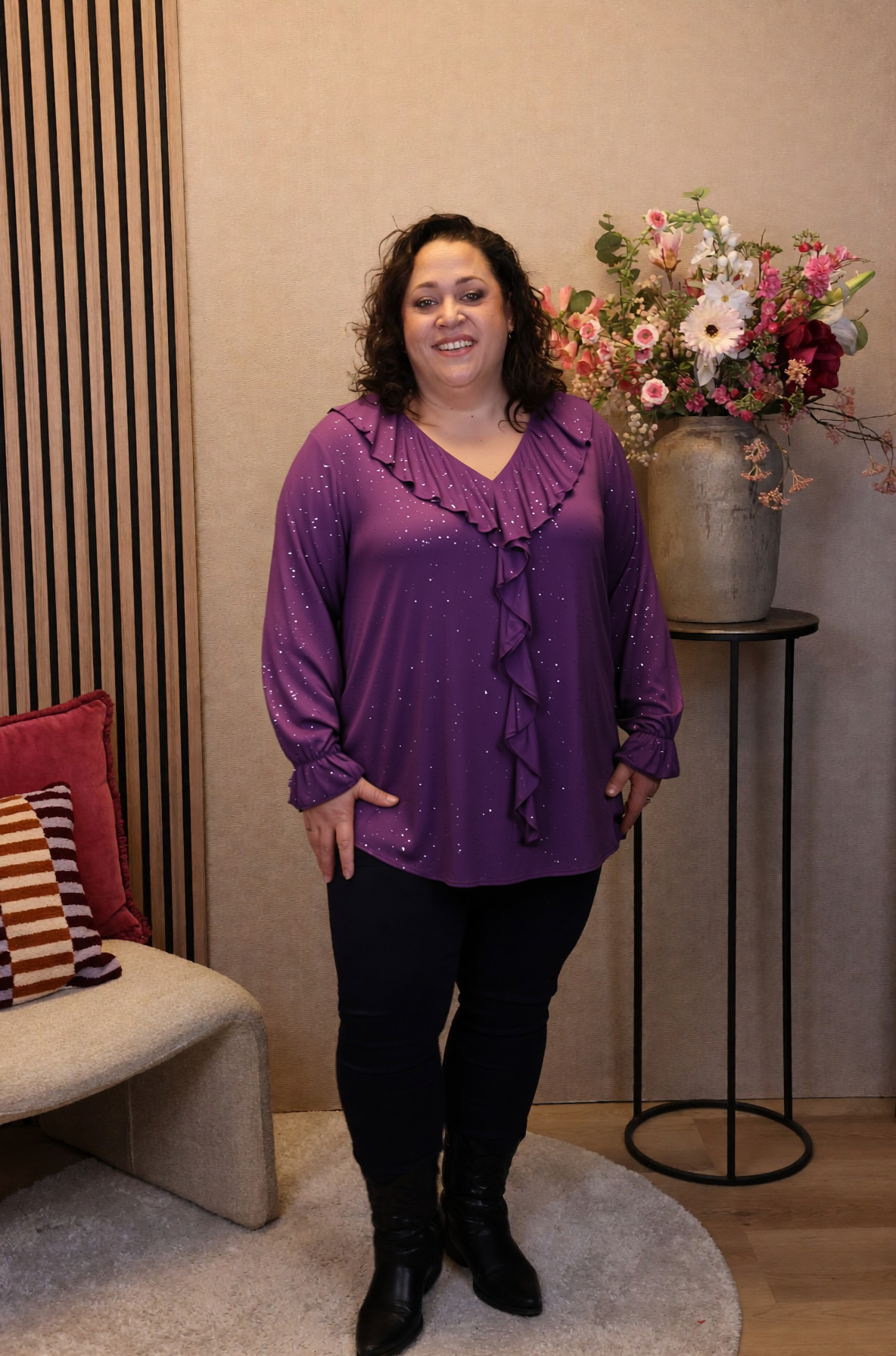 Dora | Bluse schwarz Langarm 52 bis 58