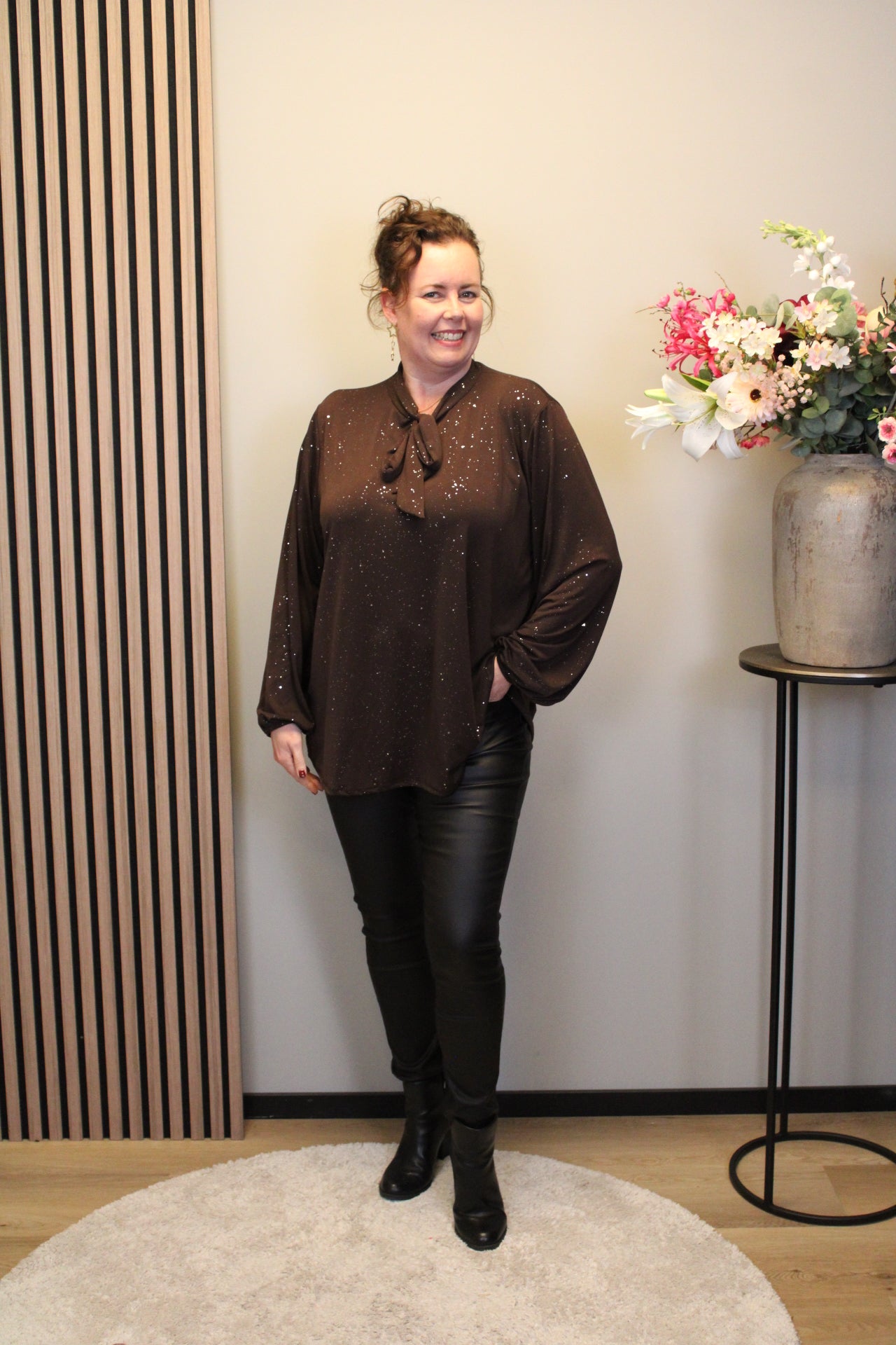 Dora | Bluse schwarz Langarm 52 bis 58