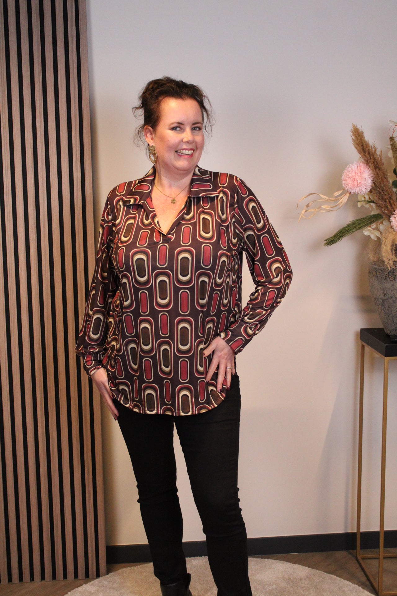 Dora | Bluse schwarz Langarm 52 bis 58