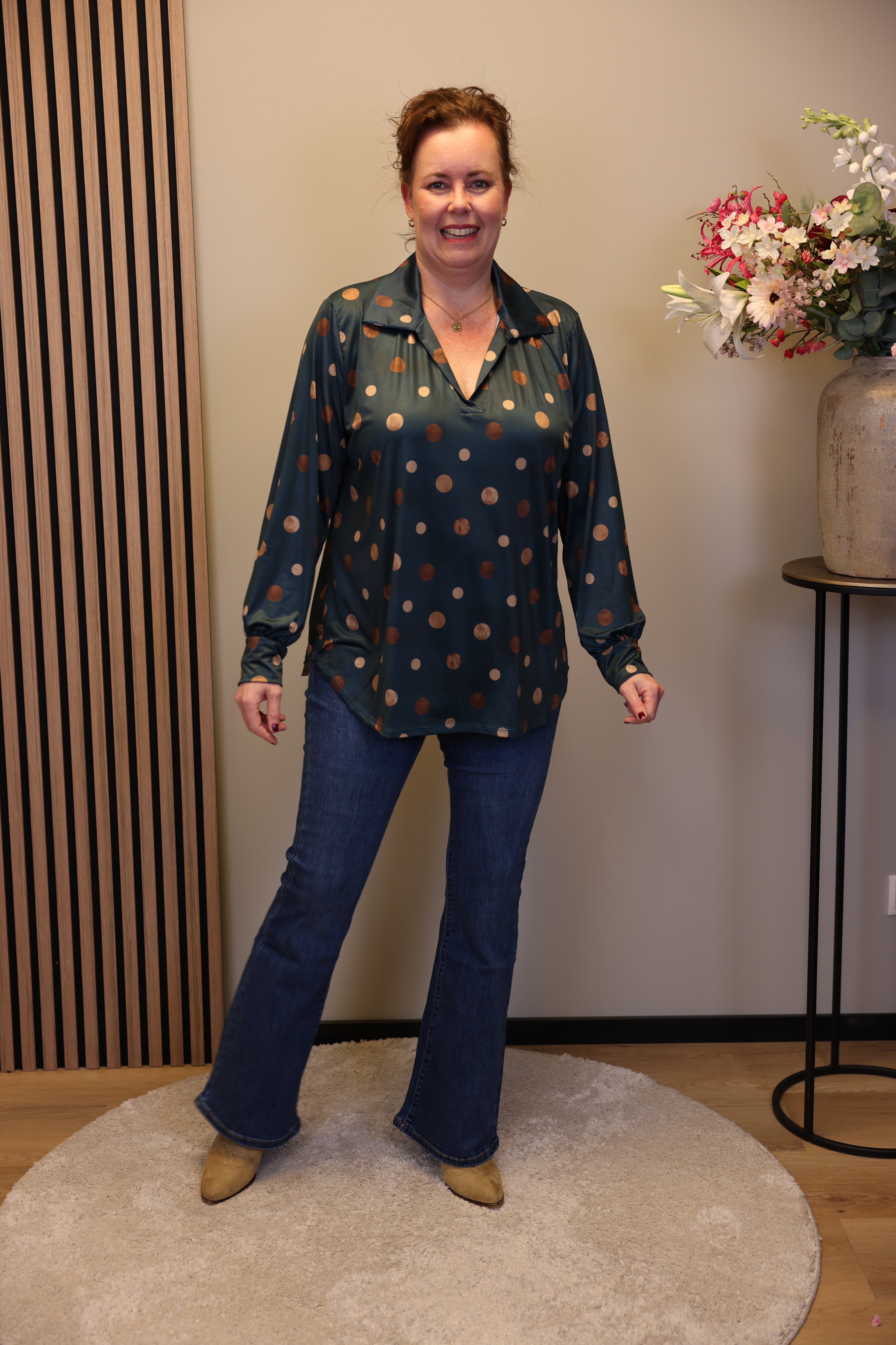 Mona | Bluse mit Kragen grün 48 bis 52