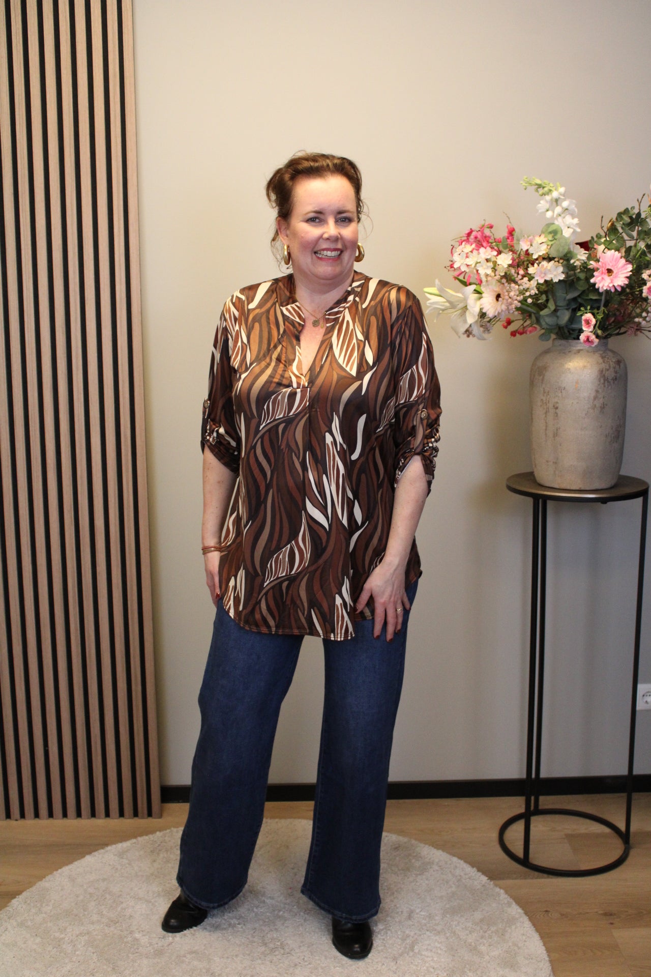 Dora | Bluse schwarz Langarm 52 bis 58