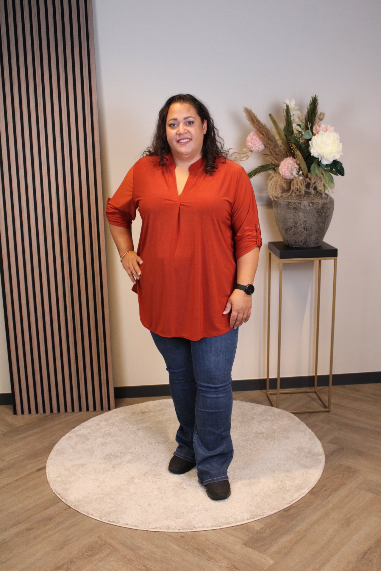 Mara | Bluse rostbraun Langarm 48 bis 52