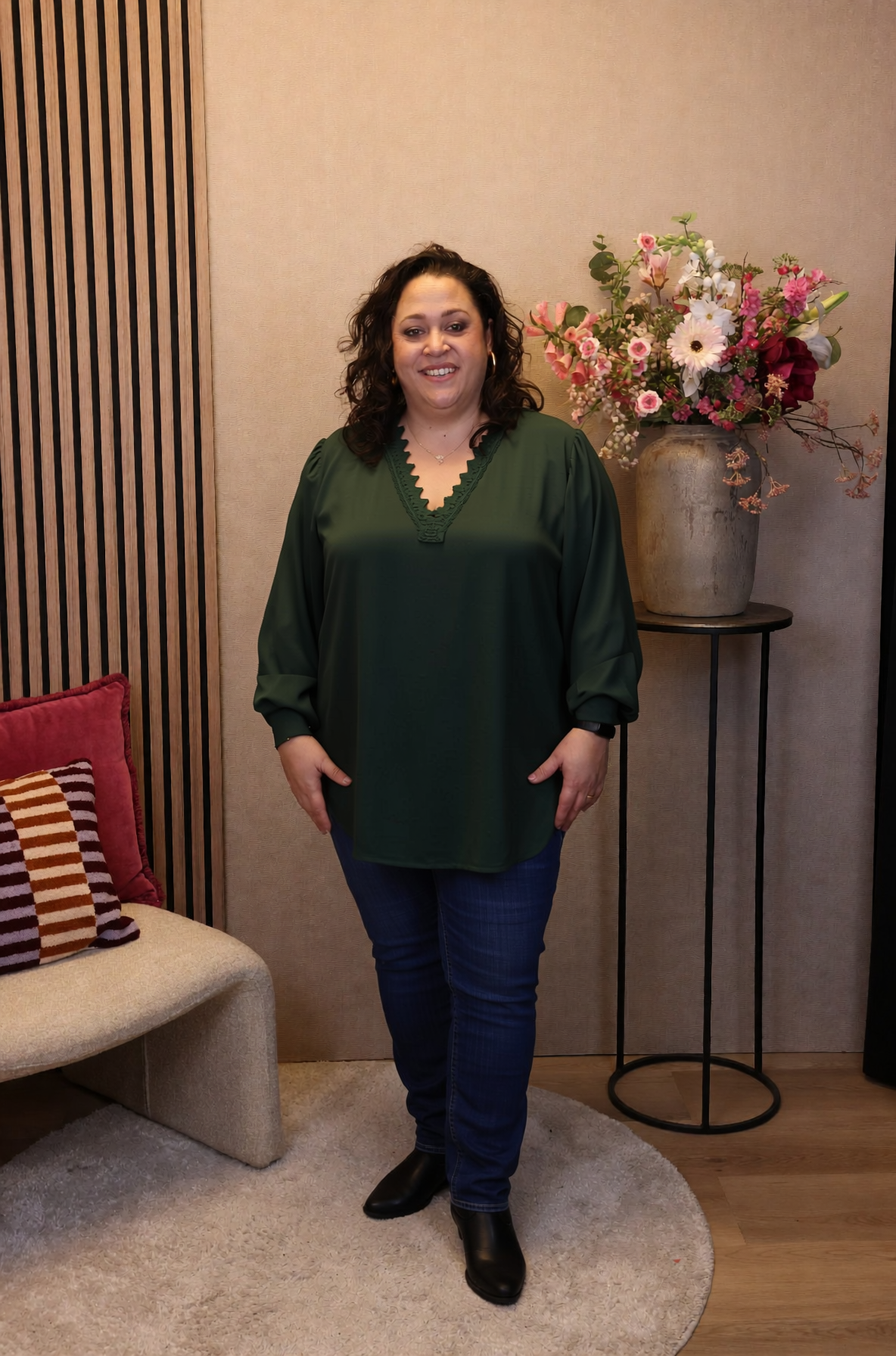 Dora | Bluse schwarz Langarm 52 bis 58