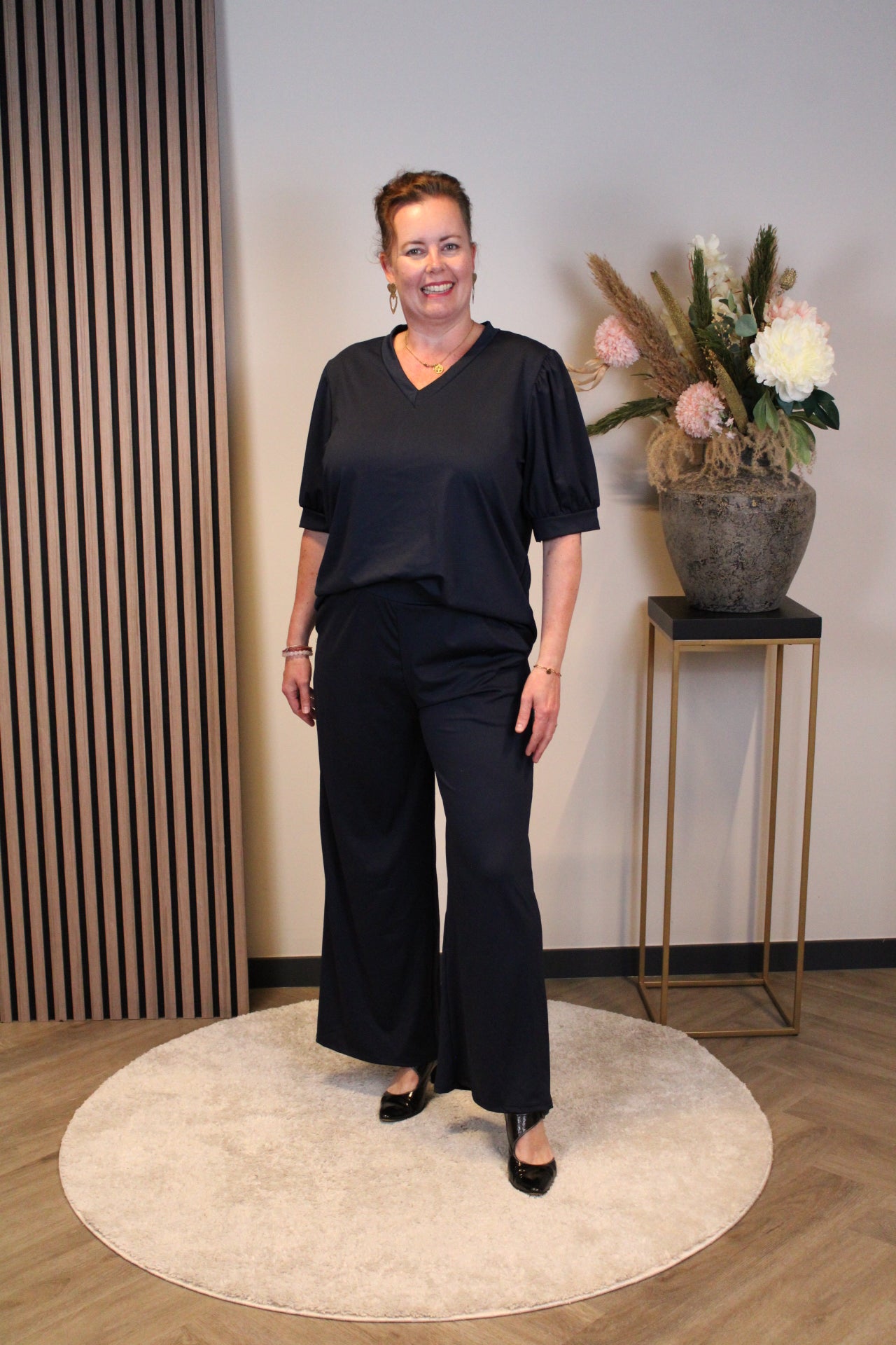Dora | Bluse schwarz Langarm 52 bis 58