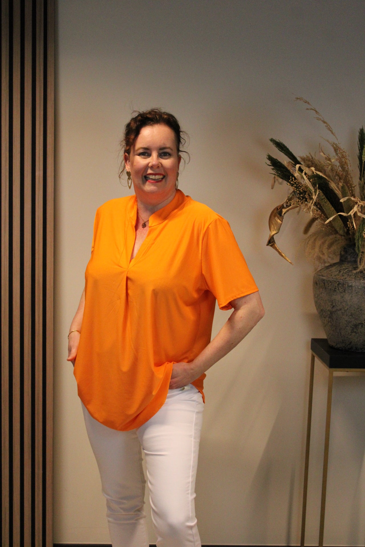 Juna | Bluse orange Kurzarm 38 bis 48
