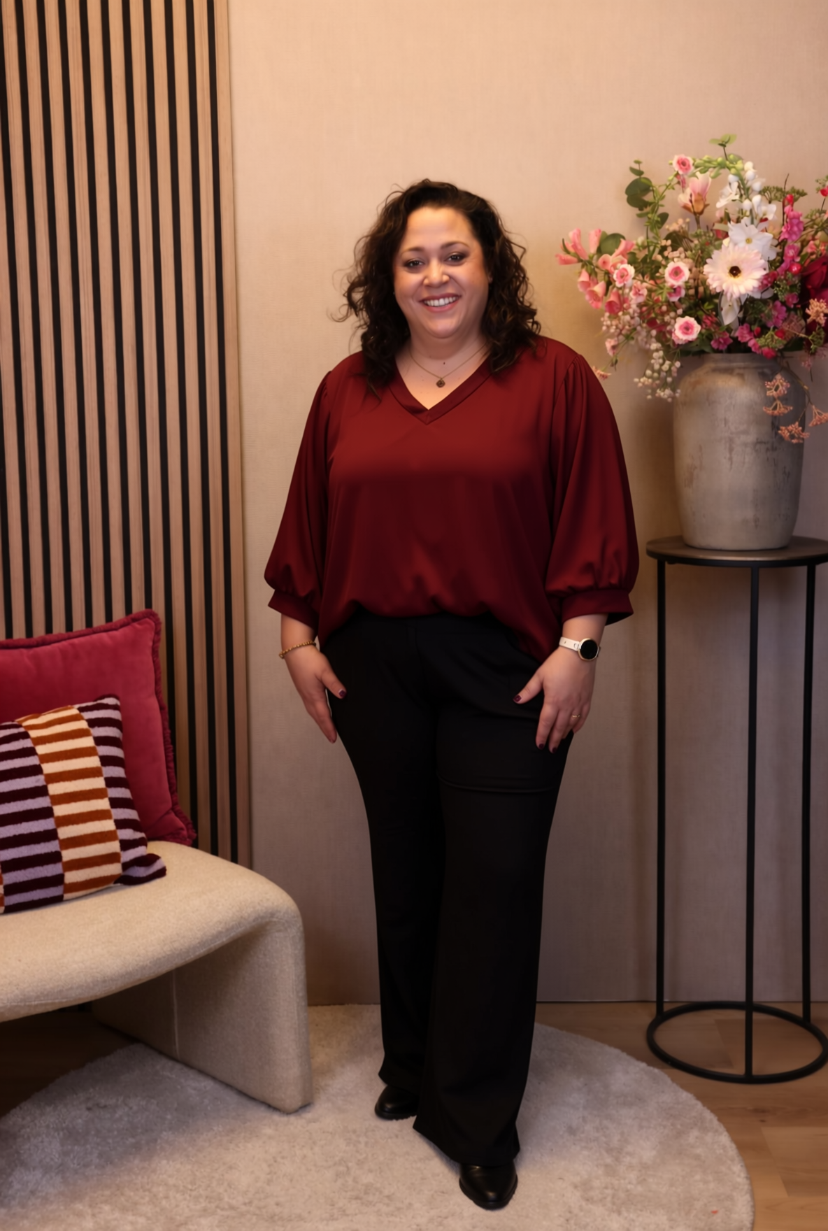 Dora | Bluse schwarz Langarm 52 bis 58