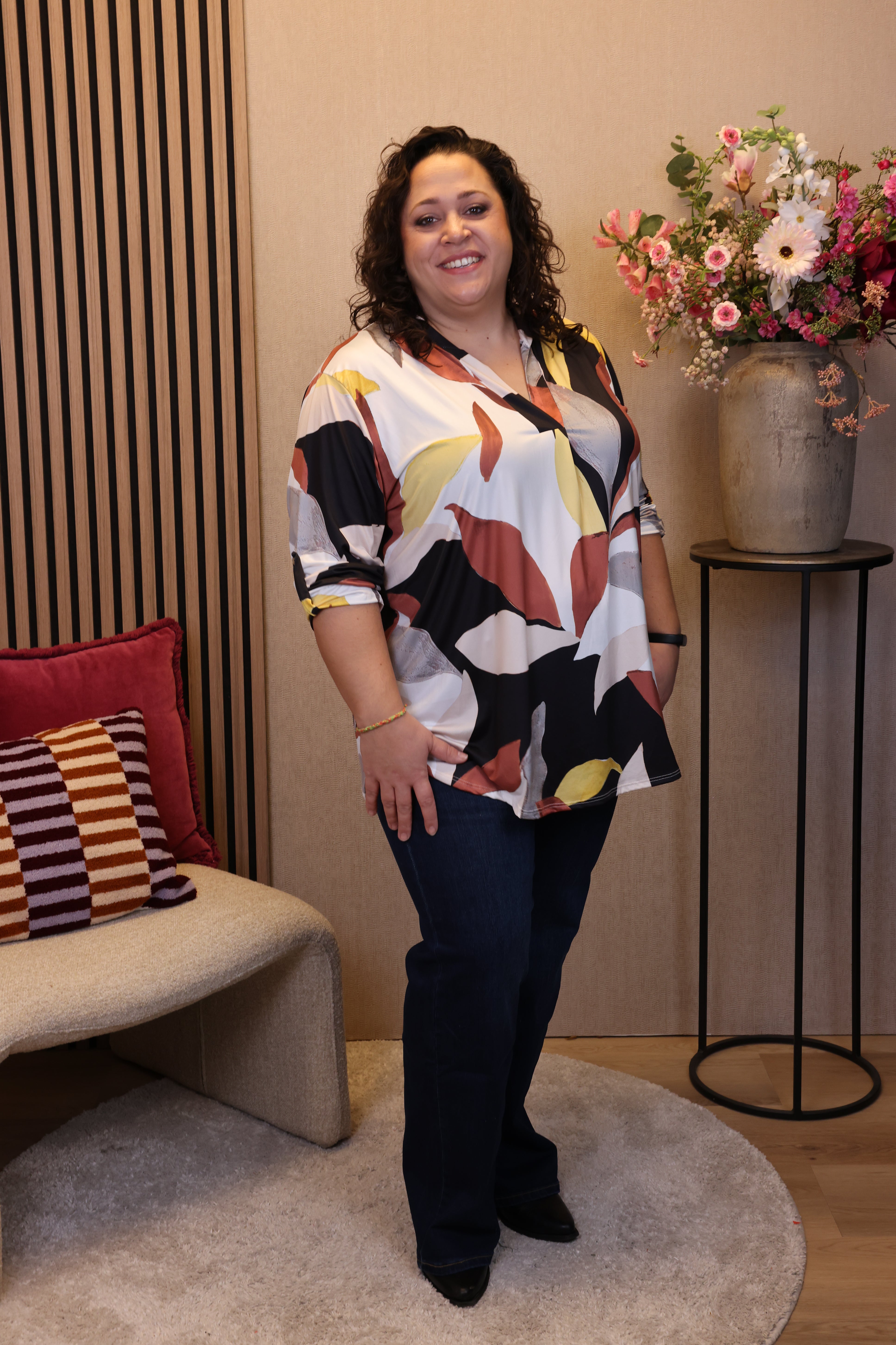 Dora | Bluse schwarz Langarm 52 bis 58